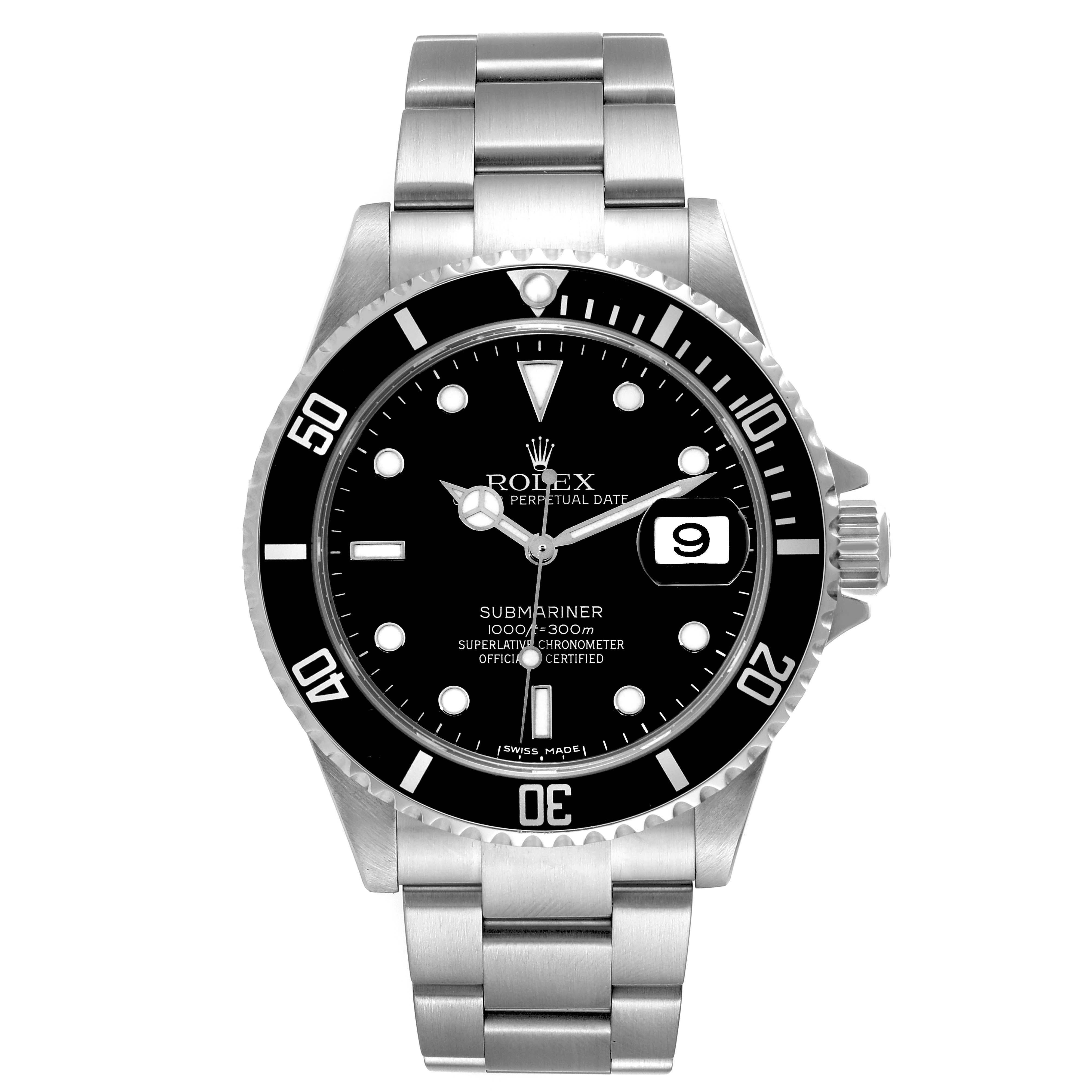 Rolex Submariner Date 40mm Schwarzes Zifferblatt Stahl-Herrenuhr 16610 2