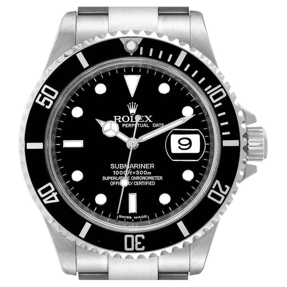 Rolex Submariner Date 40mm Black Dial Steel Mens Watch 16610