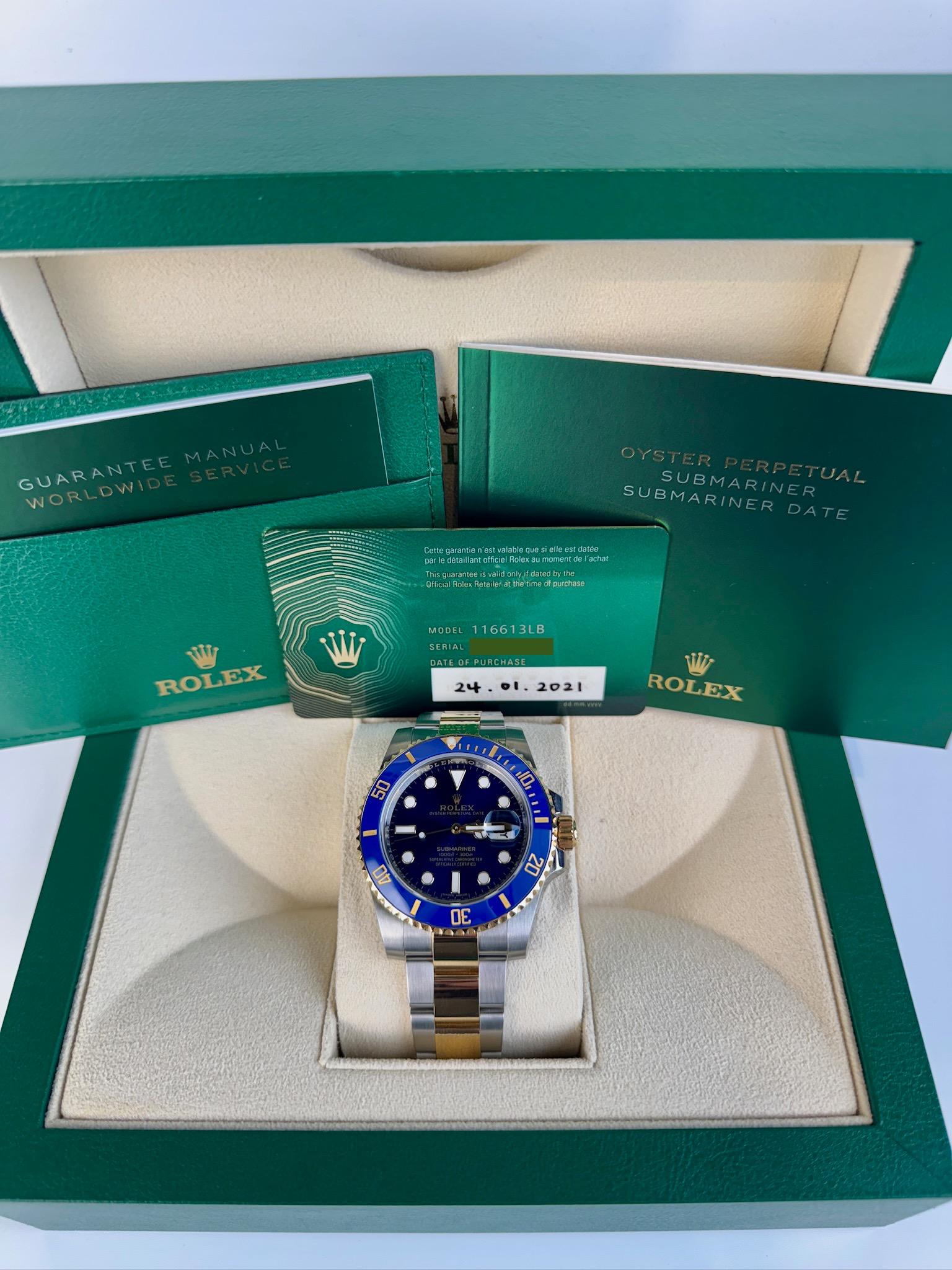 Rolex Submariner Date 40mm Blue Dial Gold & Stainless Steel 2021 Style:116613LB 2