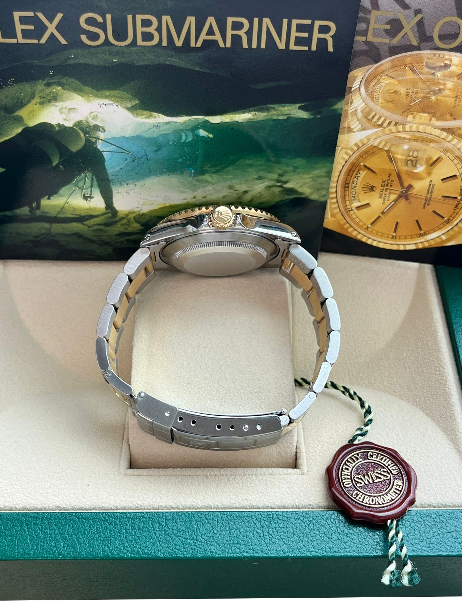 Rolex Submariner Date 40mm Blue Dial Two-Tone Gold Steel Automatic Watch 16613 For Sale 8