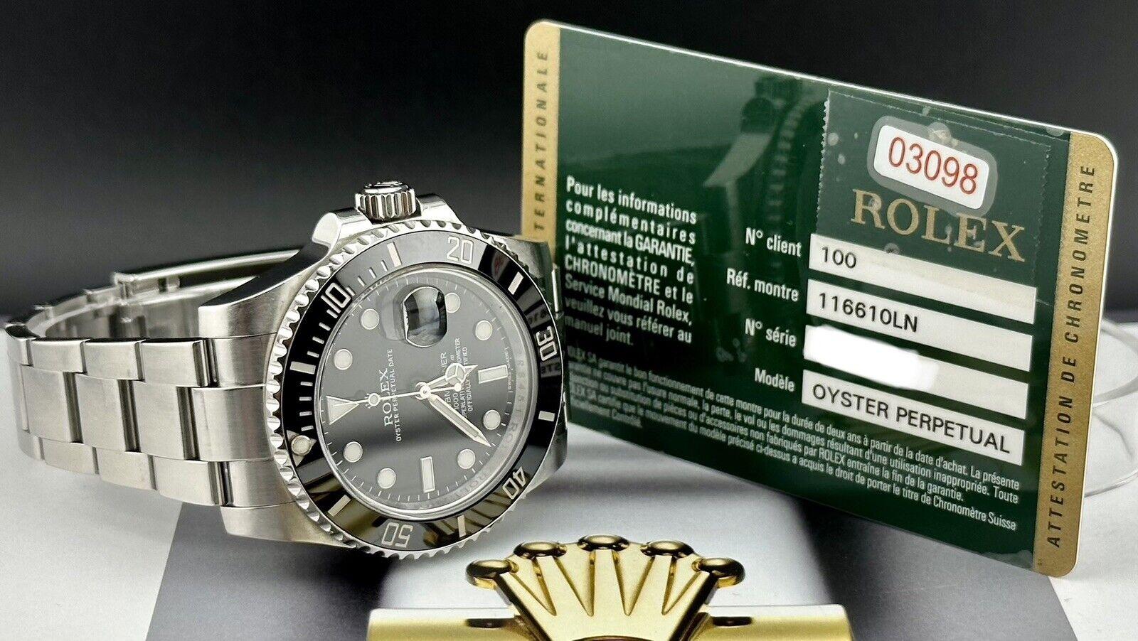 Reloj Rolex Submariner Date 40mm Acero Inoxidable Cerámico Esfera Negra Hombre 116610LN en venta 3