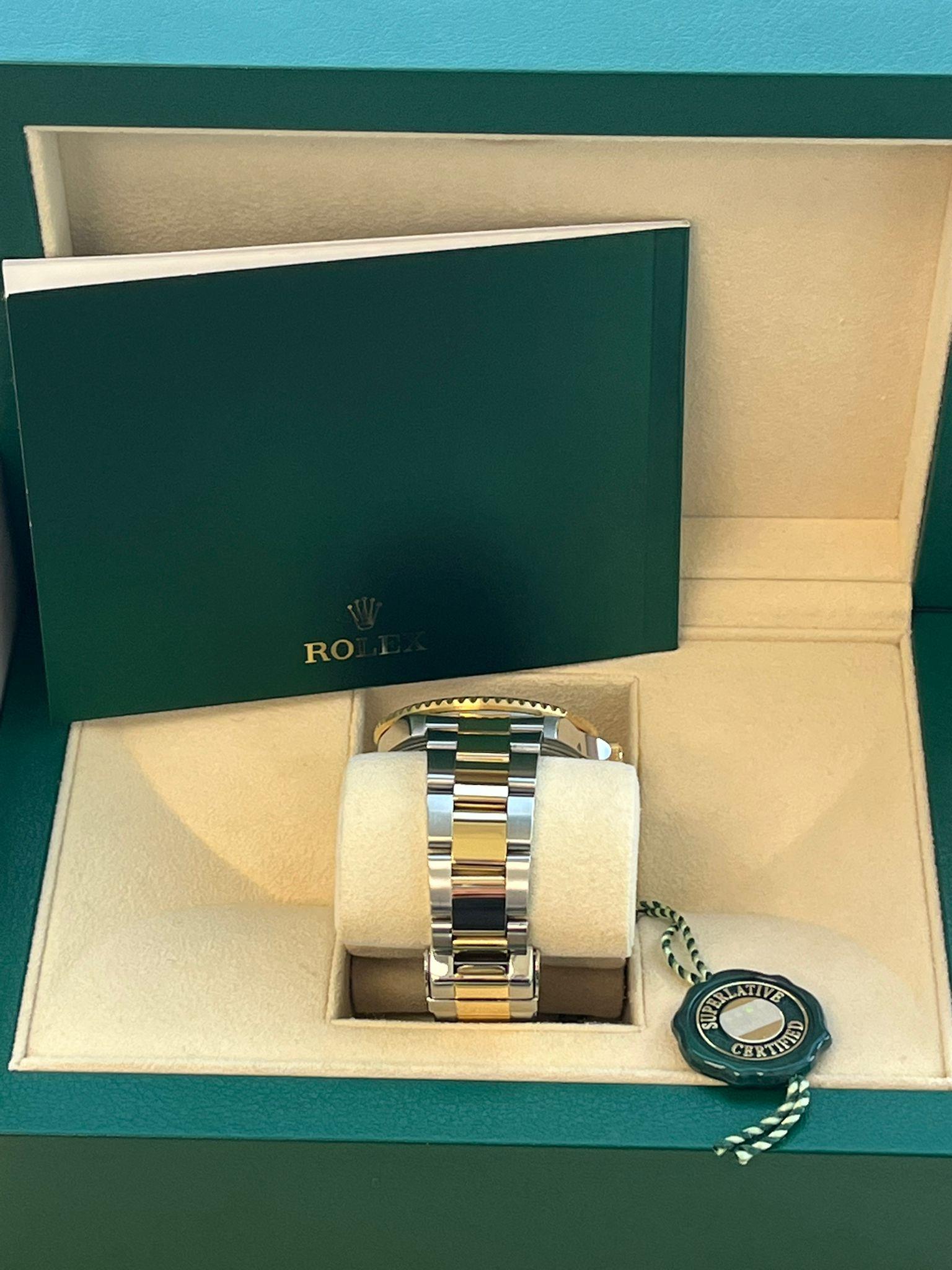 Rolex Submariner Date 40mm Engraved Blue Dial Gold Steel Oyster Watch 16613 For Sale 5