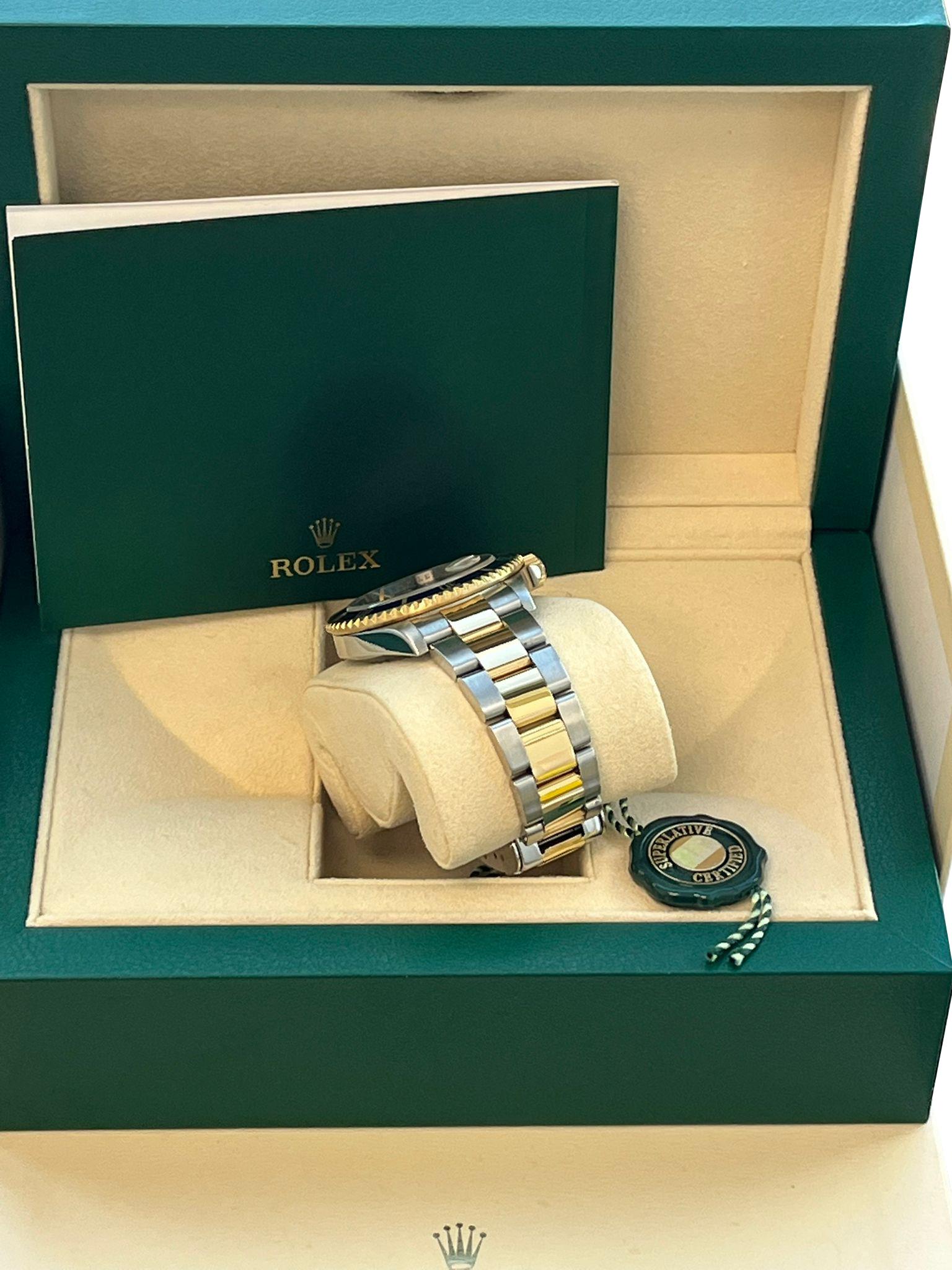 Rolex Submariner Date 40mm Engraved Blue Dial Gold Steel Oyster Watch 16613 For Sale 6