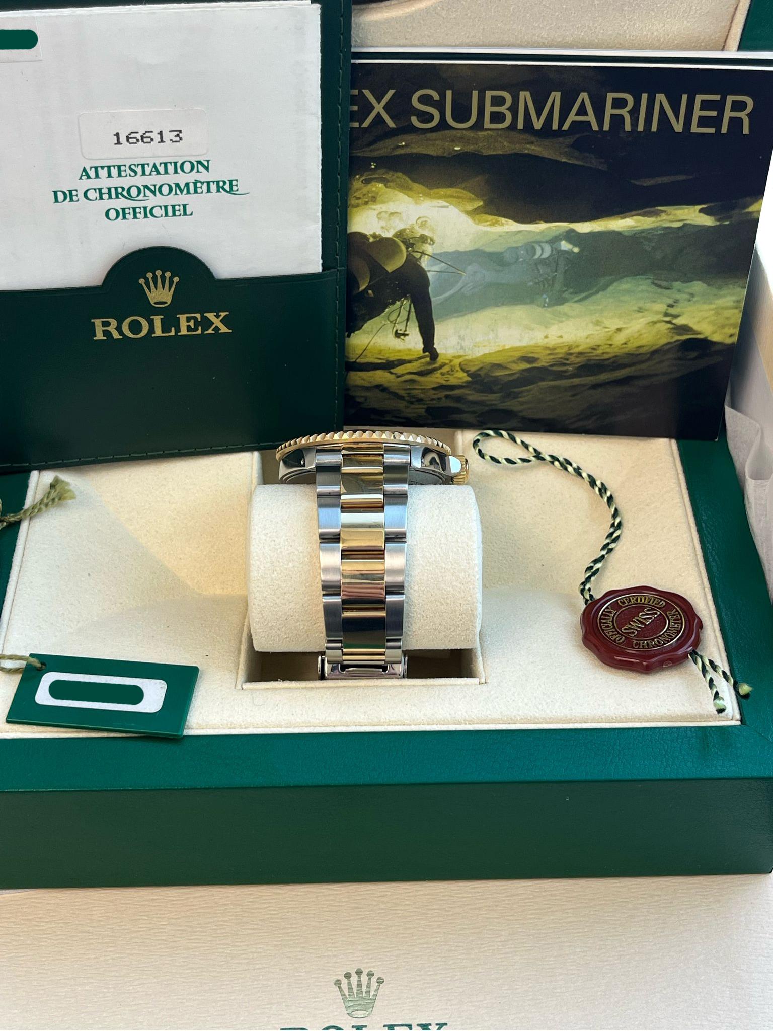 Rolex Submariner Date 40mm Oro/Acciaio Blu Serti Diamante Orologio da Uomo 16613 in vendita 6