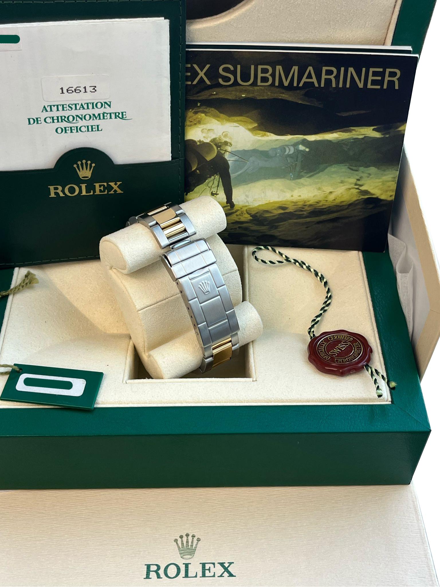 Rolex Submariner Date 40mm Oro/Acciaio Blu Serti Diamante Orologio da Uomo 16613 in vendita 12