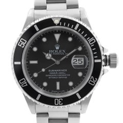 Rolex Submariner Date Holes Steel None Ceramic Black Dial Mens Watch 16610