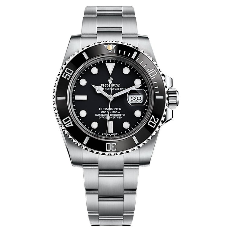 Rolex Submariner Date 40mm Stainless Black Ceramic Bezel Oyster Men Watch  116610 For Sale at 1stDibs