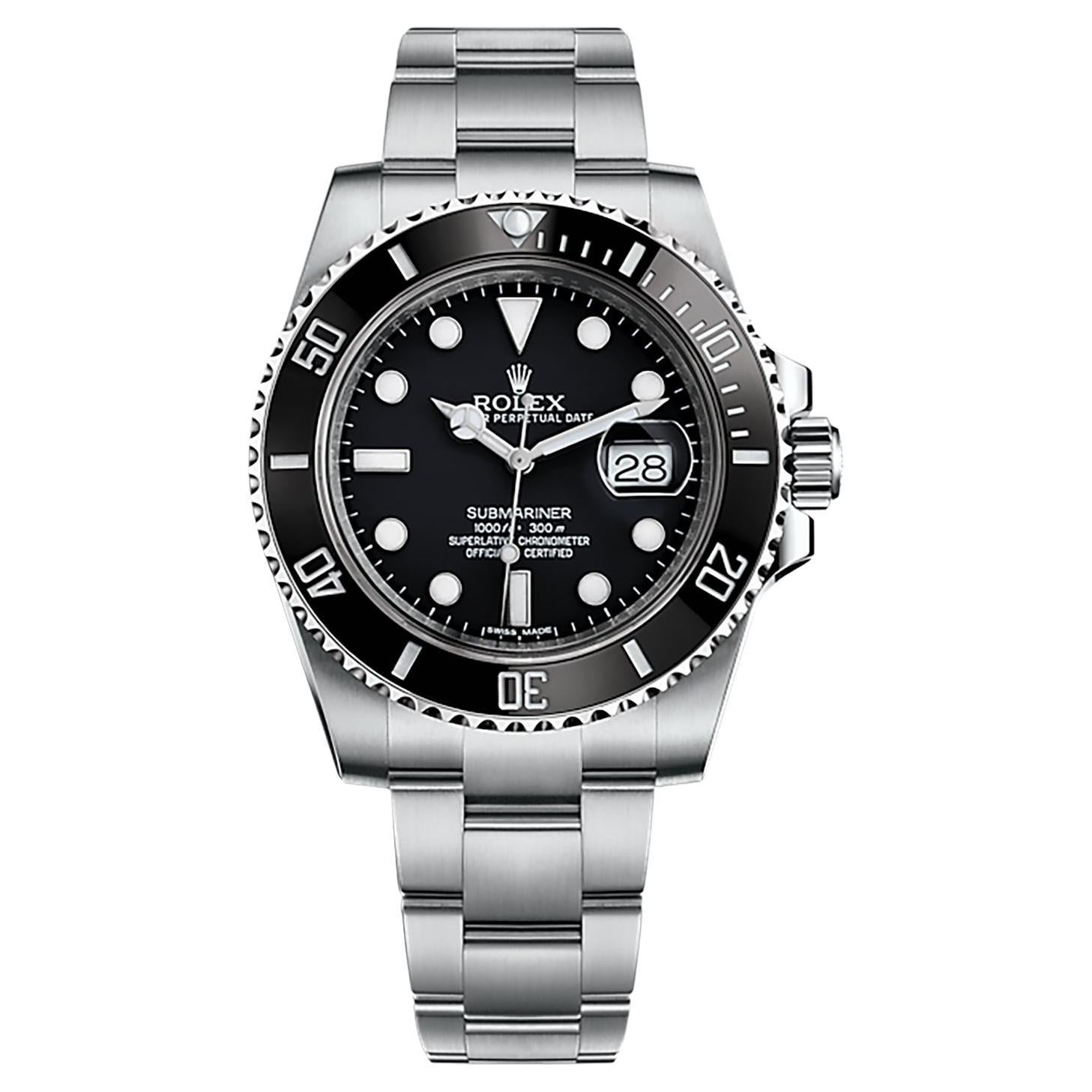 Rolex Submariner Date Stainless Steel Black Index Dial Men's Watch 116610LN