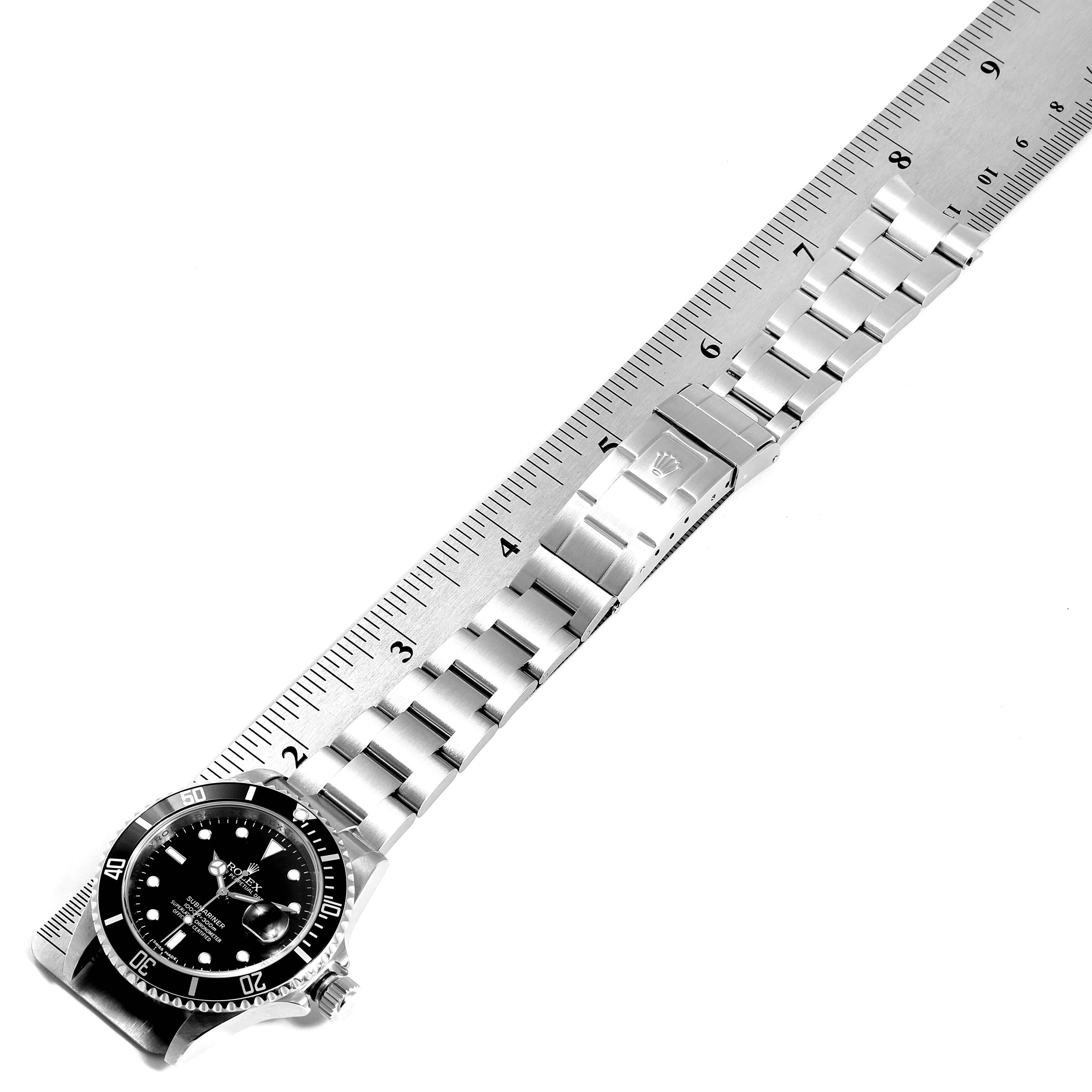 Rolex Submariner Date Stainless Steel Men's Watch 16610 Box Card For Sale 7