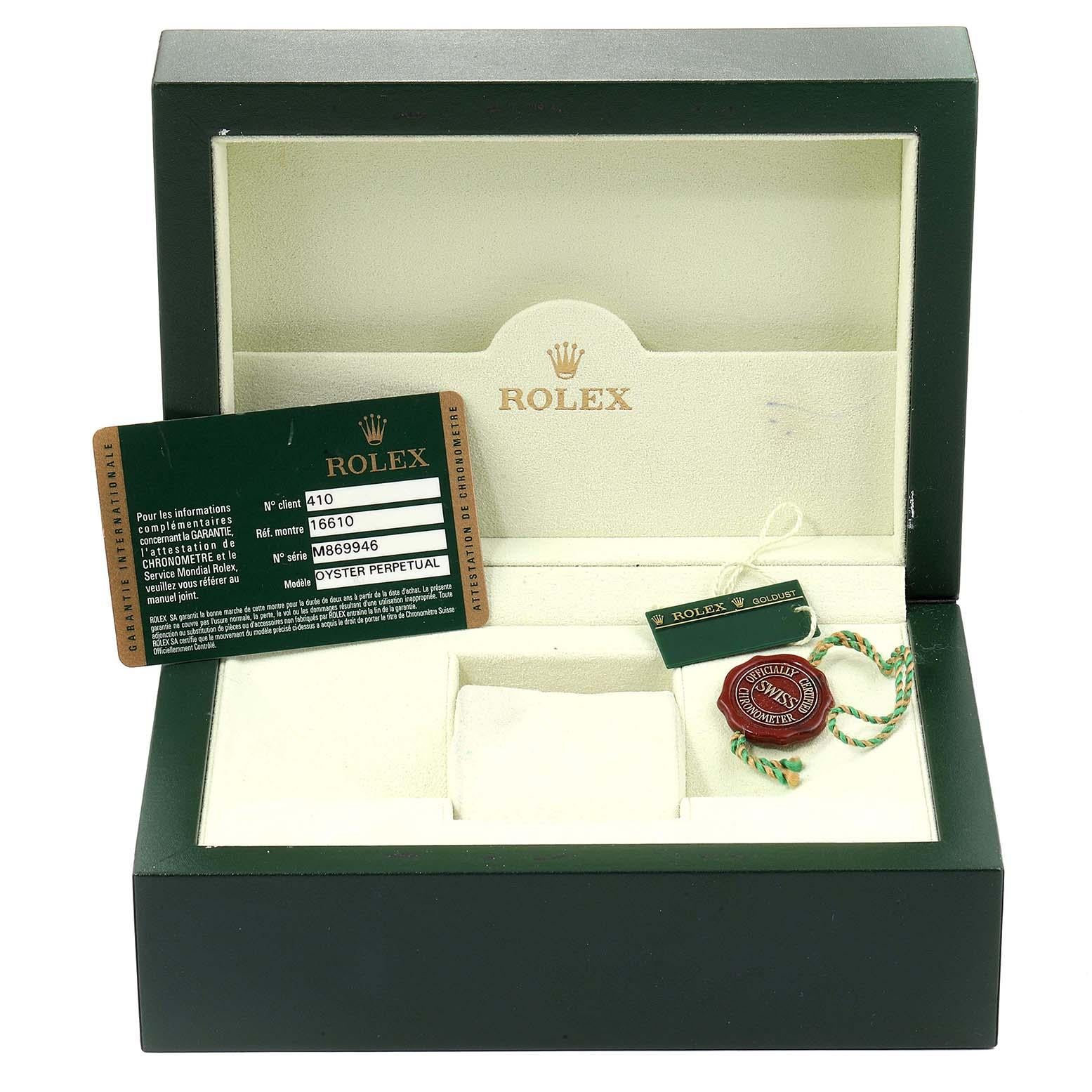 Rolex Submariner Date Stainless Steel Men's Watch 16610 Box Card 8