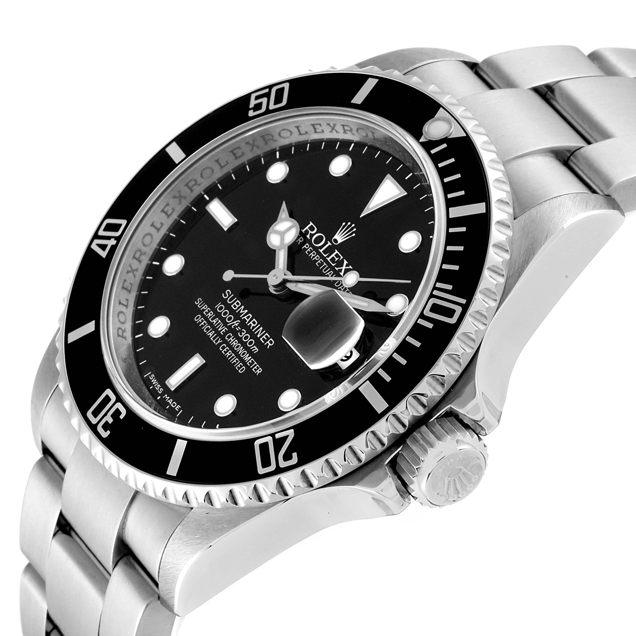 Rolex Submariner Date Stainless Steel Men's Watch 16610 Box Card For Sale 2
