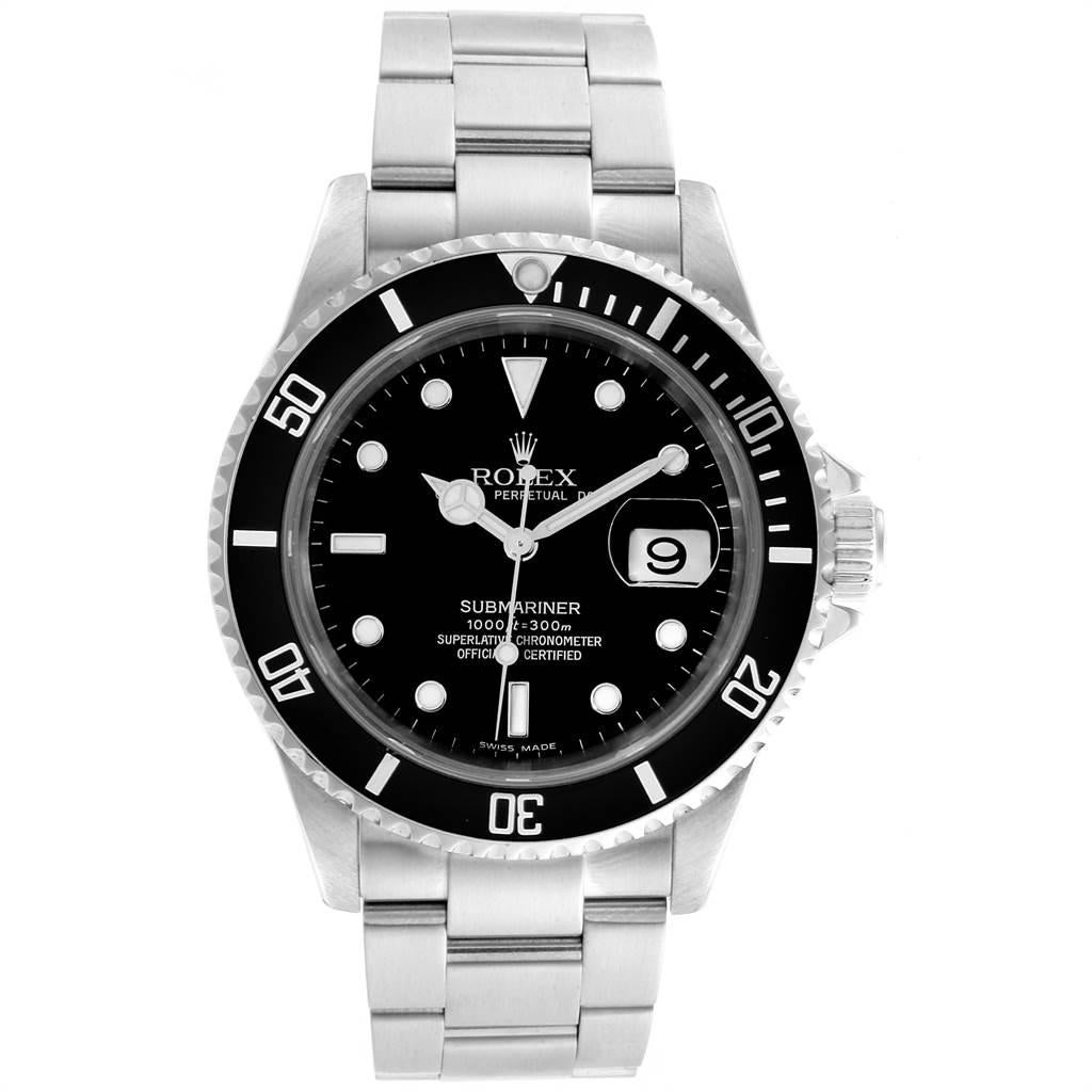 Rolex Submariner Date Stainless Steel Men's Watch 16610 In Excellent Condition In Atlanta, GA