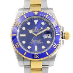 Rolex Submariner Date Steel 18 Karat Yellow Gold Blue Dial Men's Watch 116613LB