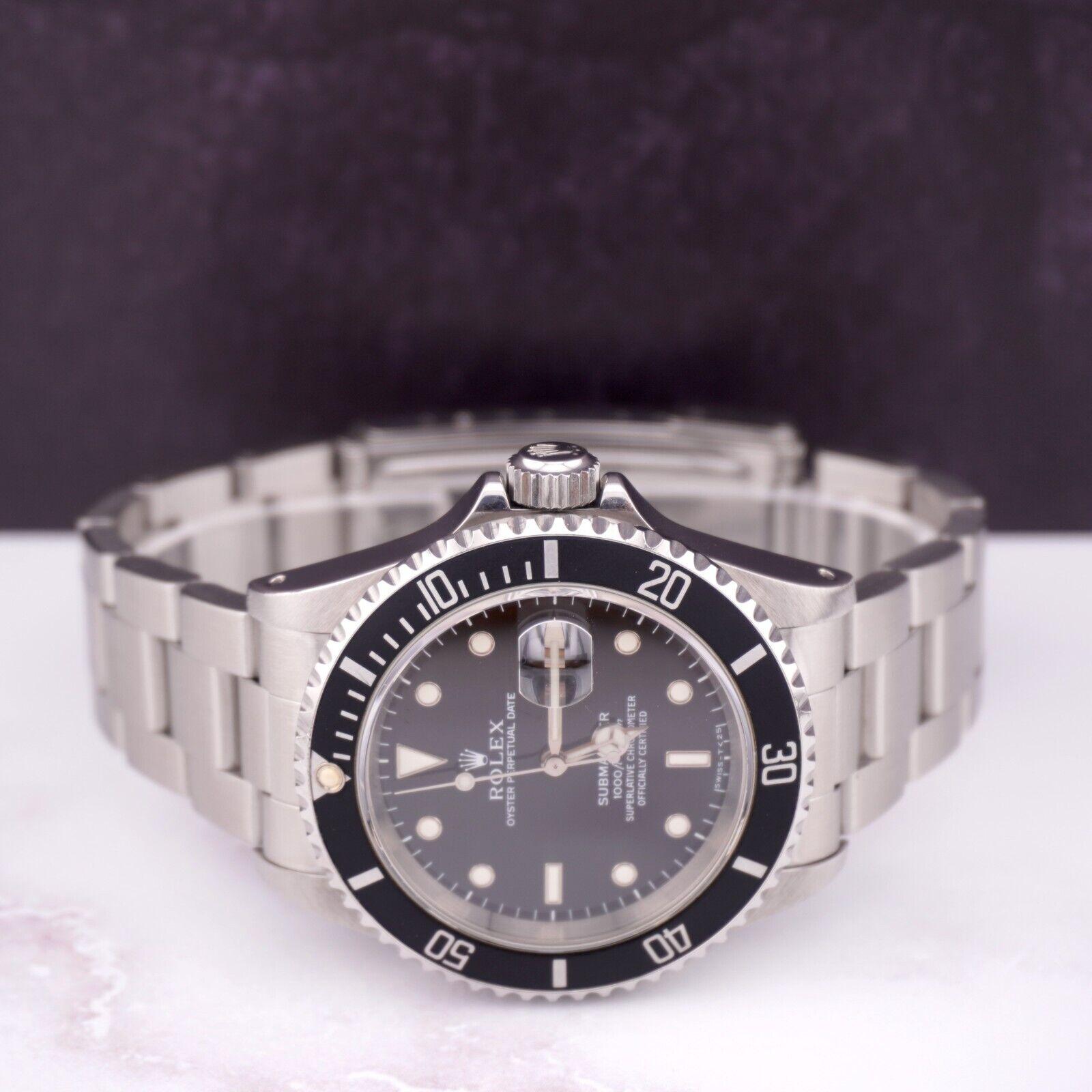 Rolex Submariner Date 40mm Steel Black Dial Mens Watch Oyster 16610 en vente 3