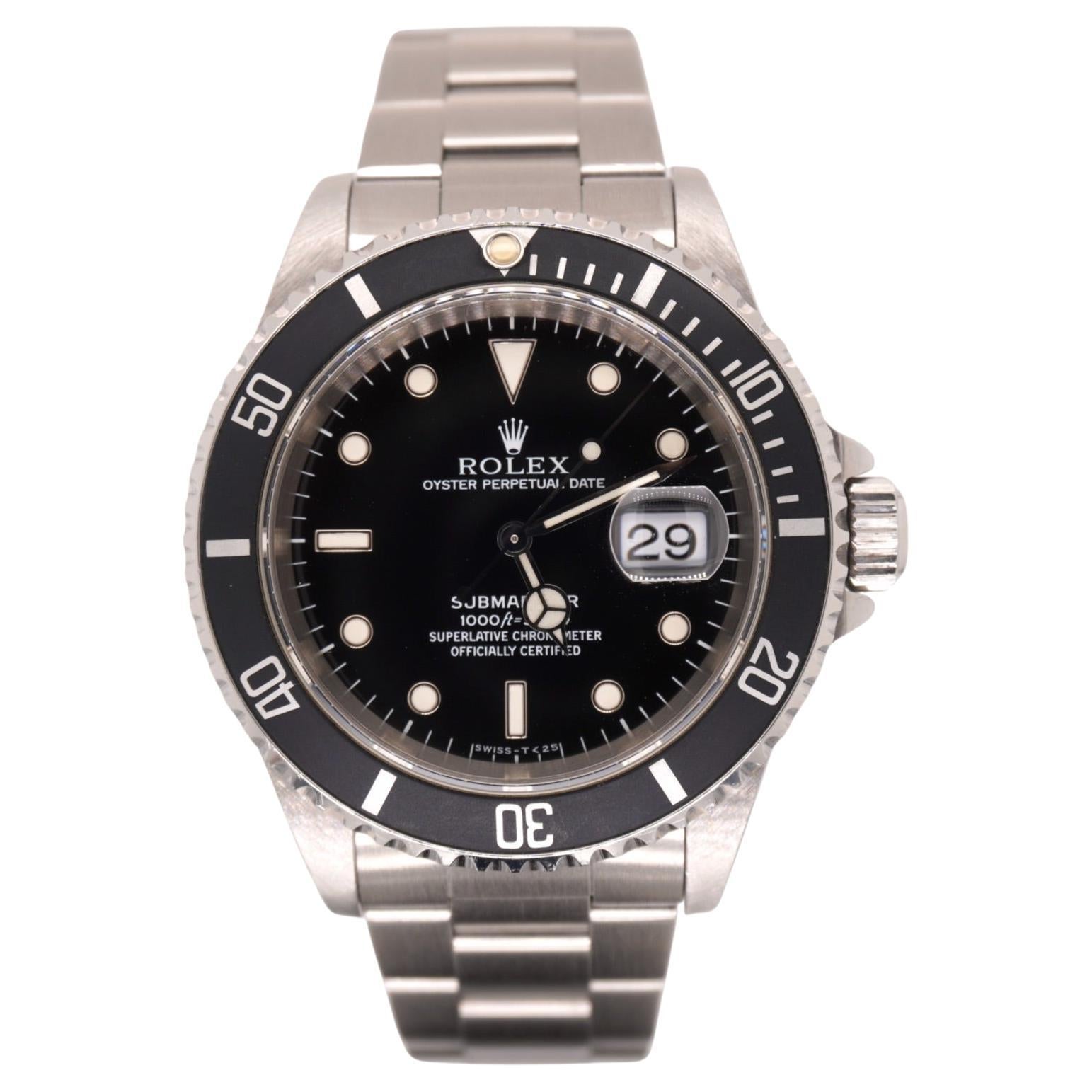 Rolex Submariner Date 40mm Steel Black Dial Mens Watch Oyster 16610 For Sale