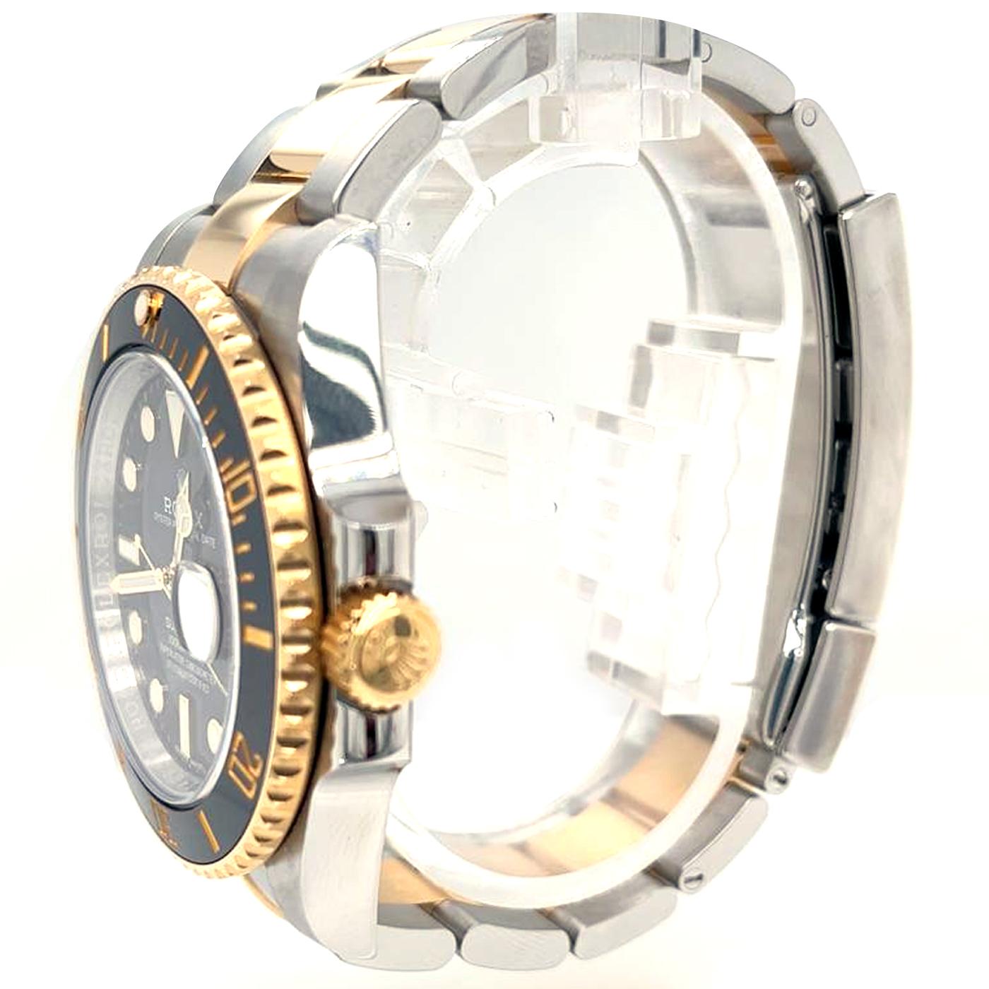Rolex Montre Submariner Date bicolore en or et acier céramique noire avec cadran en plongeoir 116613LN Unisexe en vente