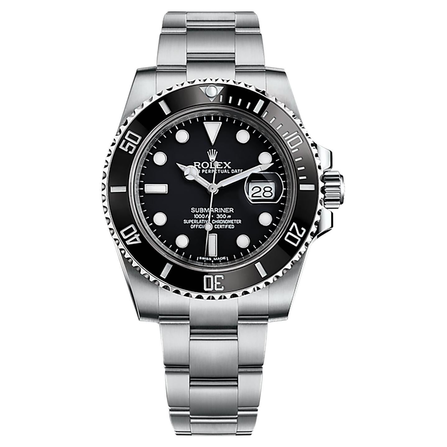 Rolex Submariner Date 41 Black Dial Oyster Stainless Steel Bracelet Watch 16610