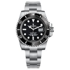 Rolex Submariner Edelstahlarmbanduhr 16610 mit schwarzem Zifferblatt aus Austernstahl