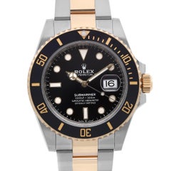 Unworn Rolex Submariner Date 18K Yellow Gold Steel Black Dial Men Watch 126613LN