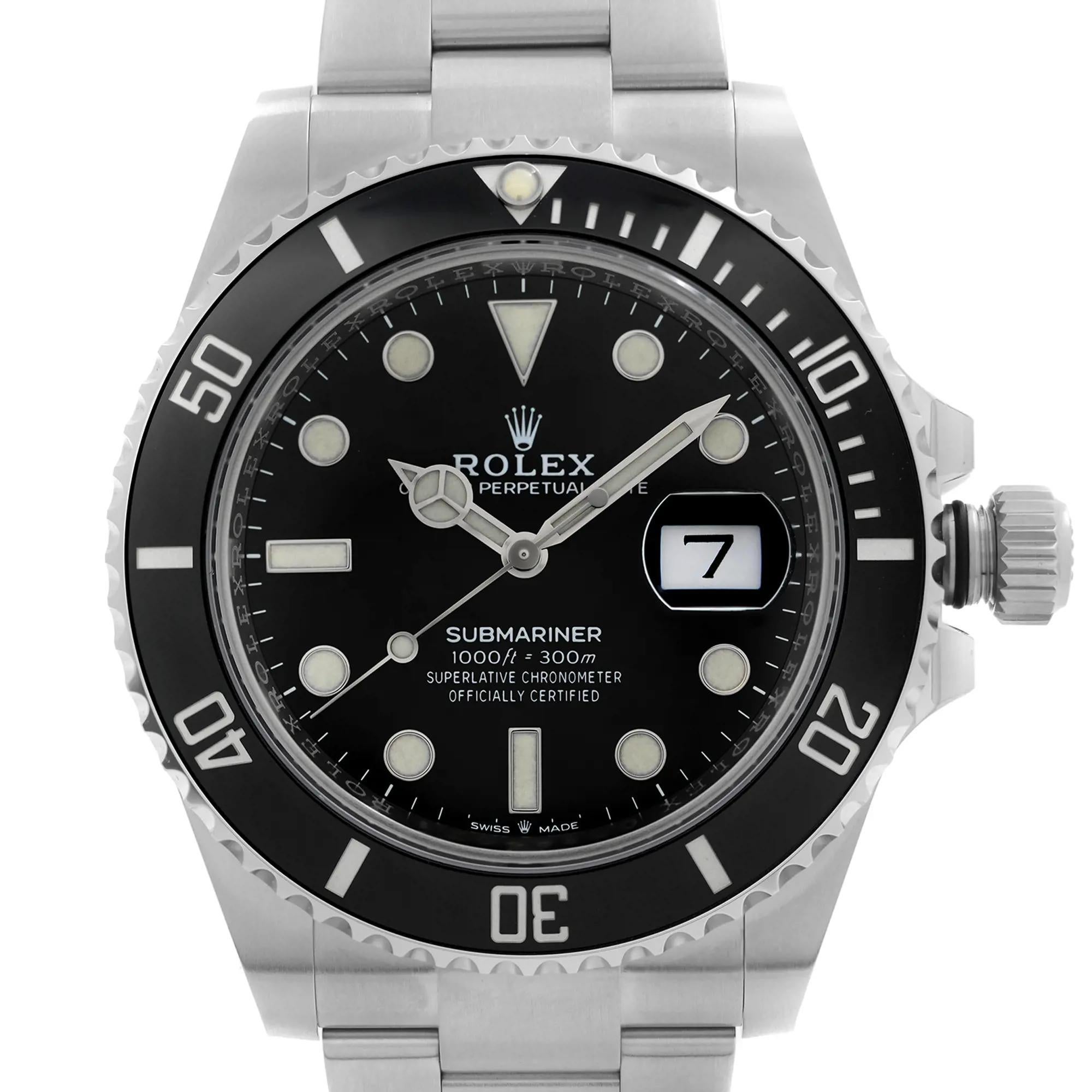 Rolex Submariner Date 41mm Steel Ceramic Black Dial Men Automatic Watch 126610LN en vente 3