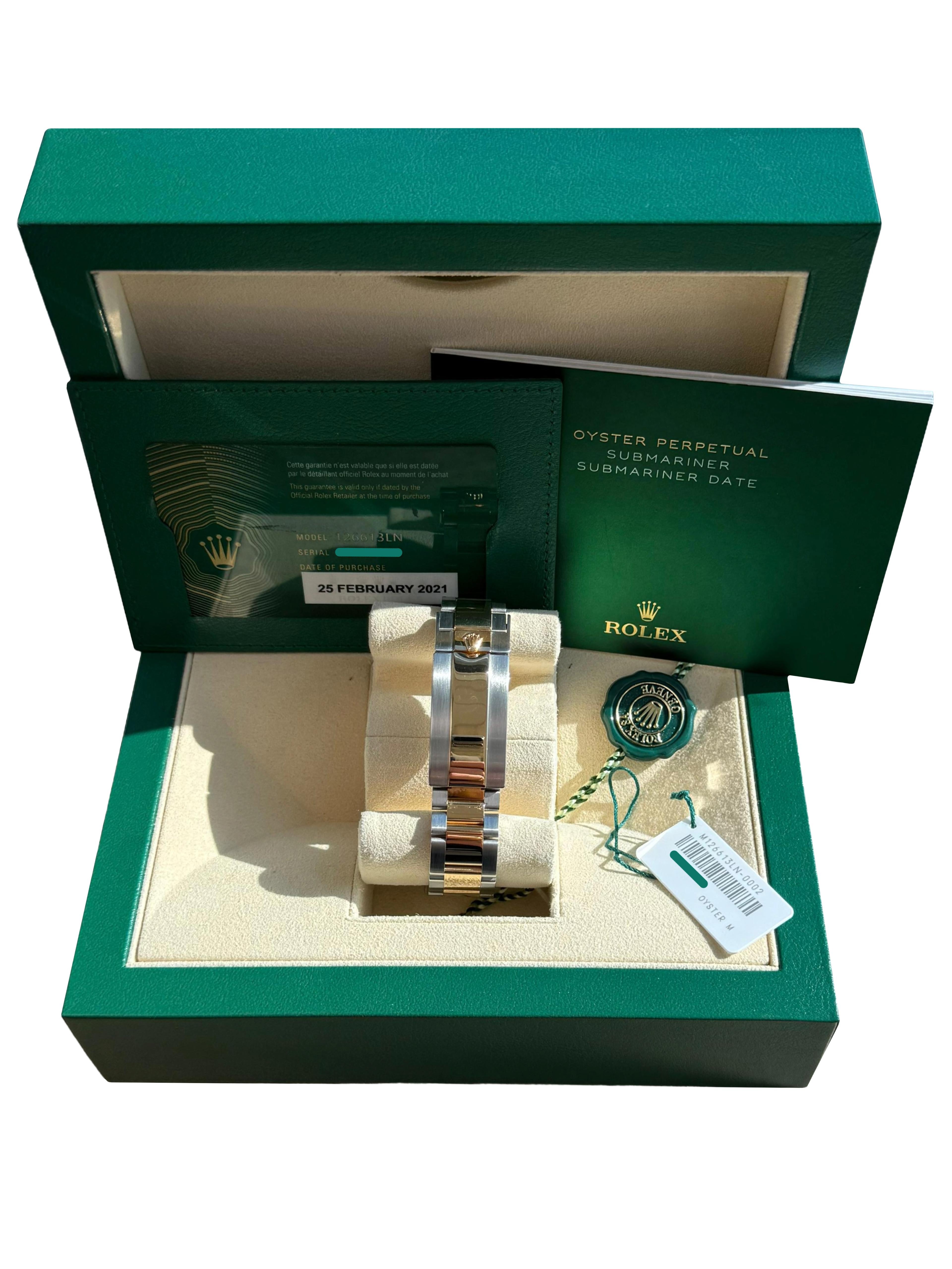 Rolex Submariner Date 41mm Zwei-Ton 18K Gold Stahl Keramik Lünette Uhr 126613LN im Angebot 5