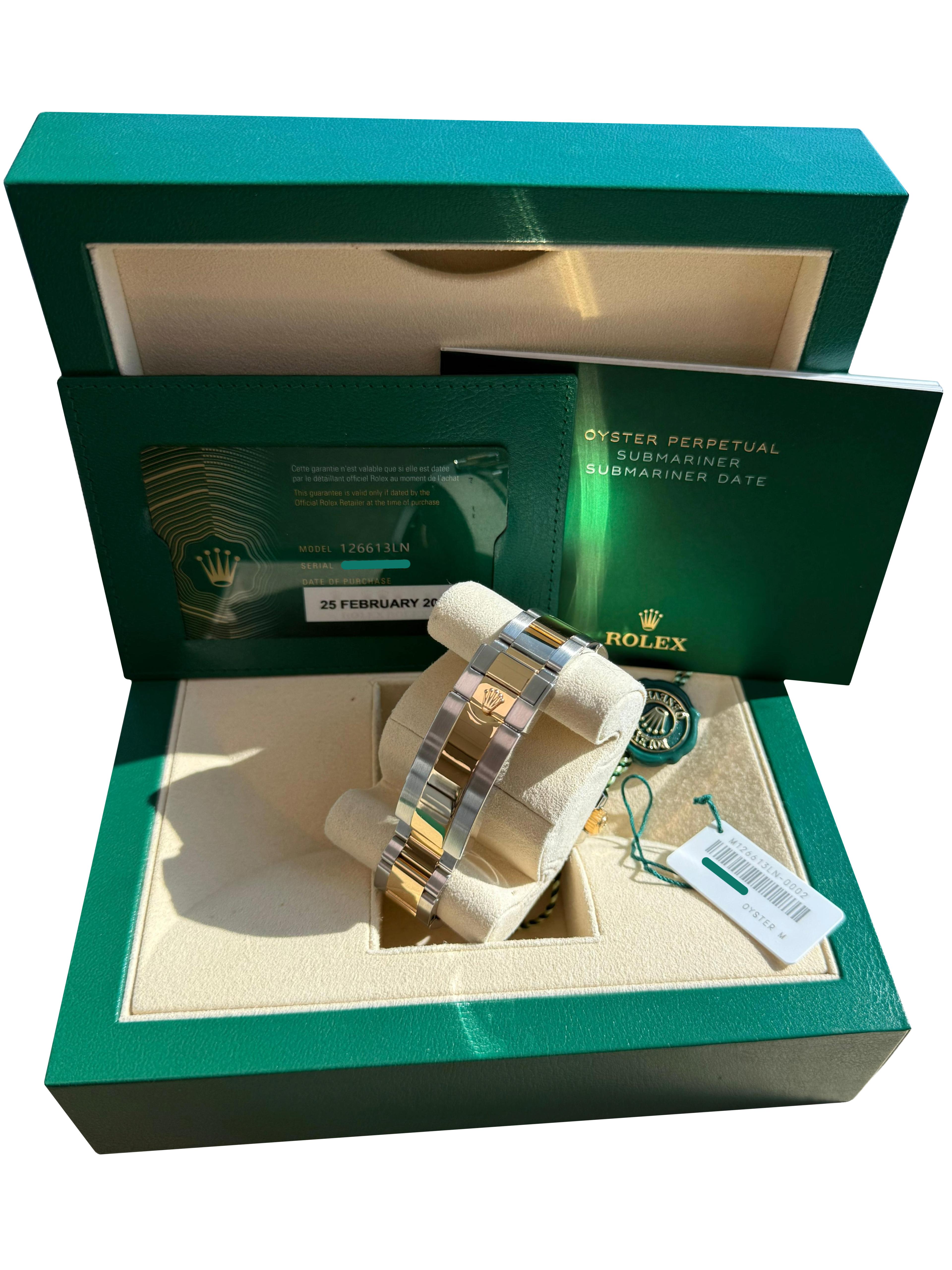 Rolex Submariner Date 41mm Zwei-Ton 18K Gold Stahl Keramik Lünette Uhr 126613LN im Angebot 6