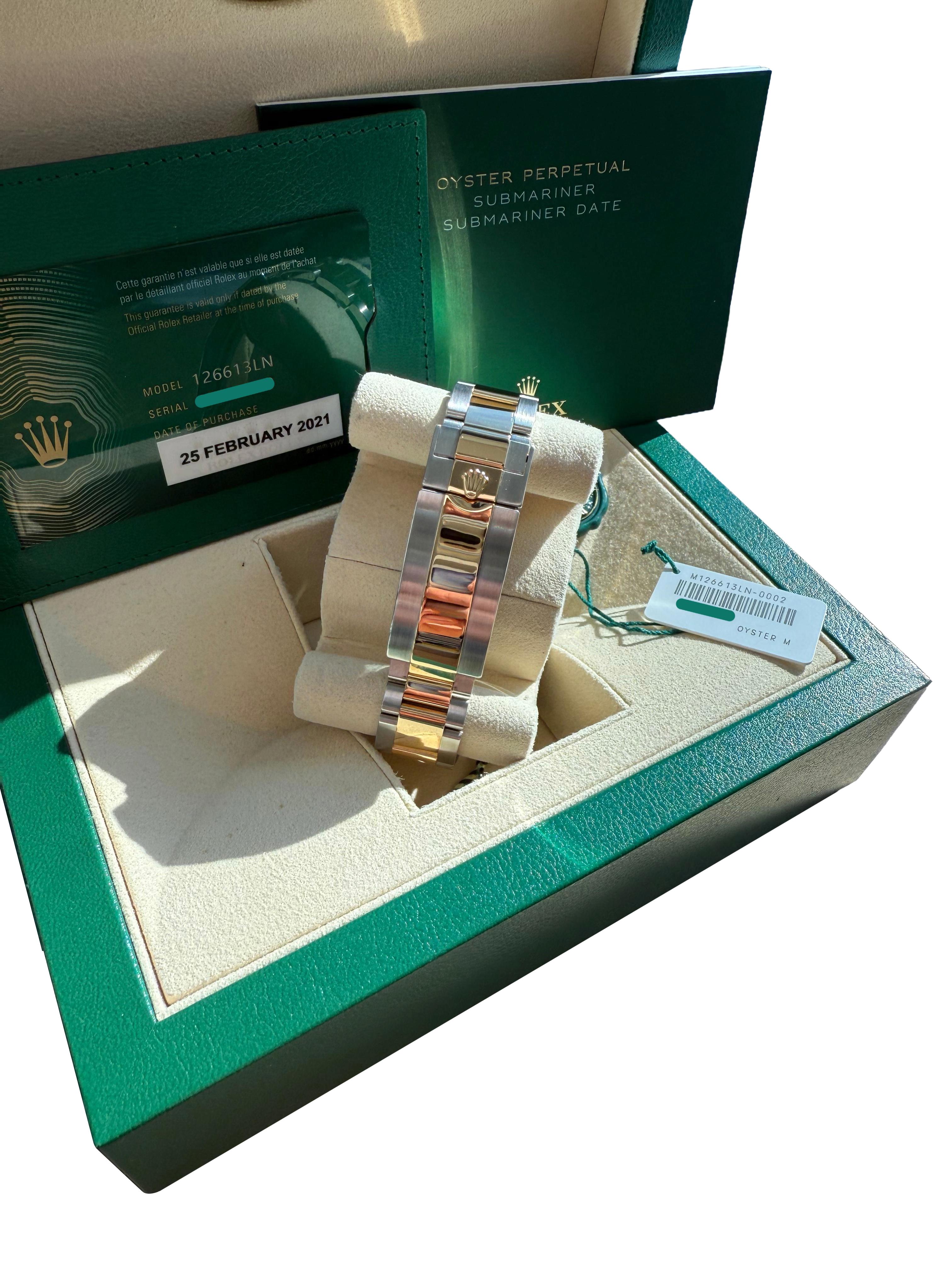 Rolex Submariner Date 41mm Zwei-Ton 18K Gold Stahl Keramik Lünette Uhr 126613LN im Angebot 7