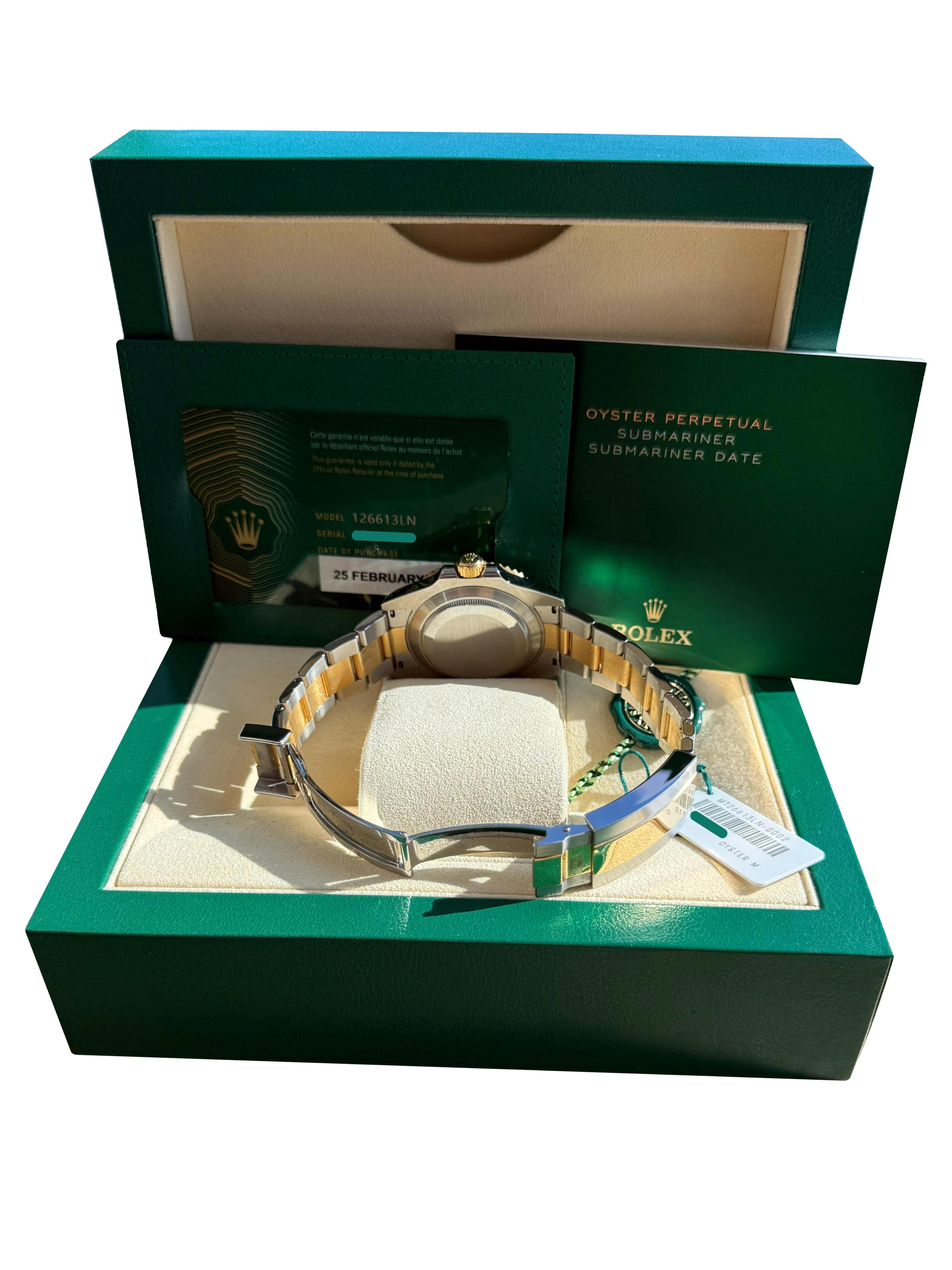 Rolex Submariner Date 41mm Zwei-Ton 18K Gold Stahl Keramik Lünette Uhr 126613LN im Angebot 8