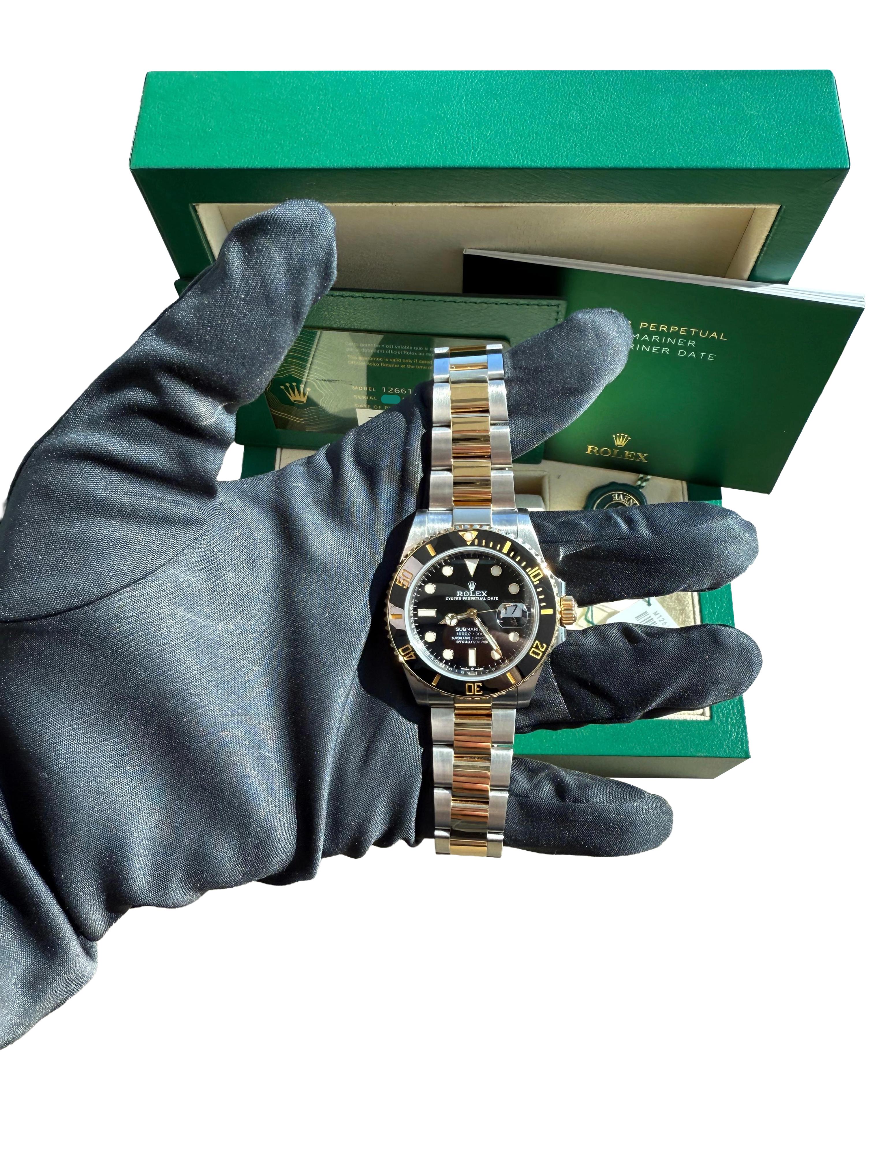 Rolex Submariner Date 41mm Zwei-Ton 18K Gold Stahl Keramik Lünette Uhr 126613LN im Angebot 9