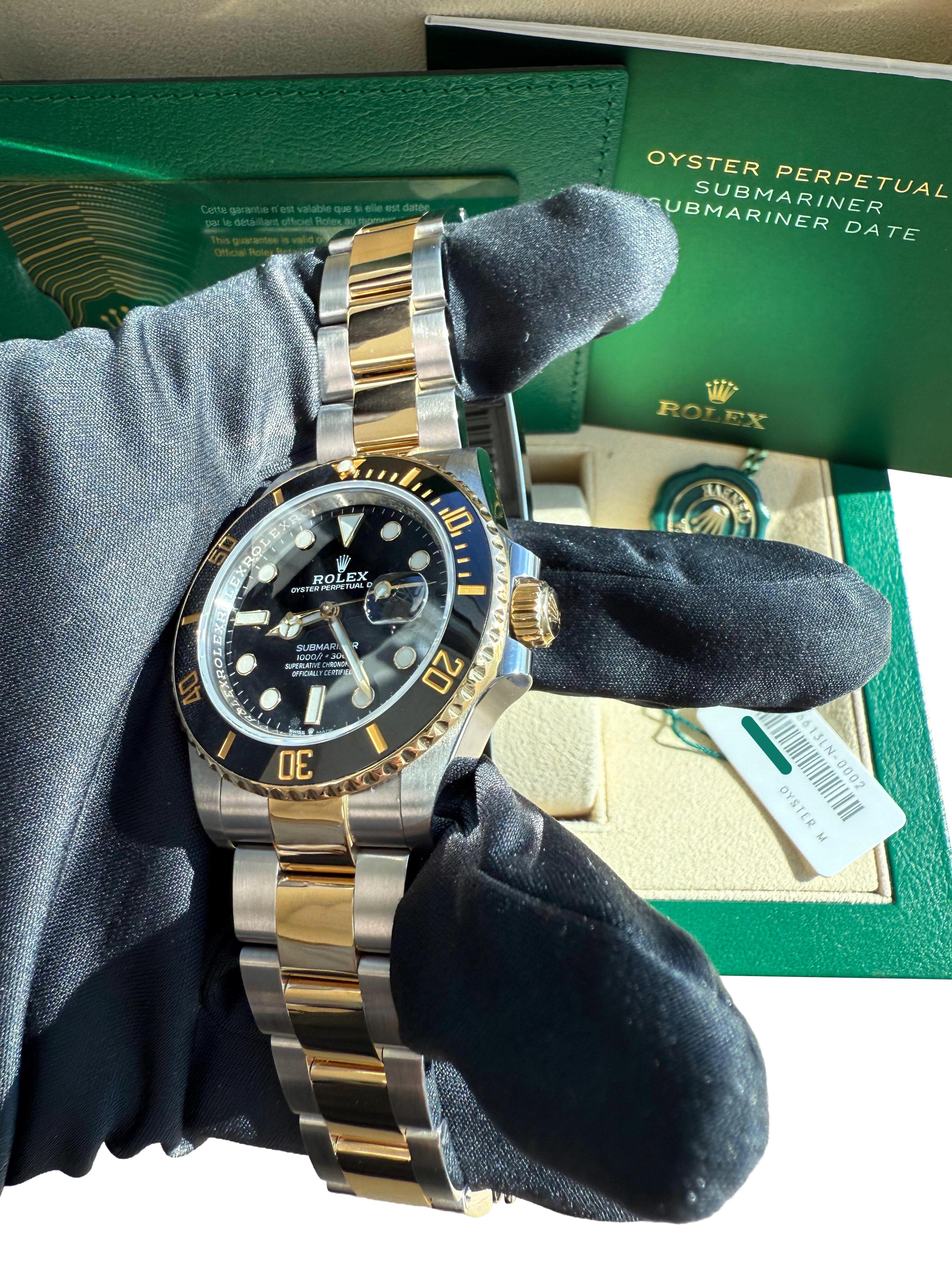 Rolex Submariner Date 41mm Zwei-Ton 18K Gold Stahl Keramik Lünette Uhr 126613LN im Angebot 11