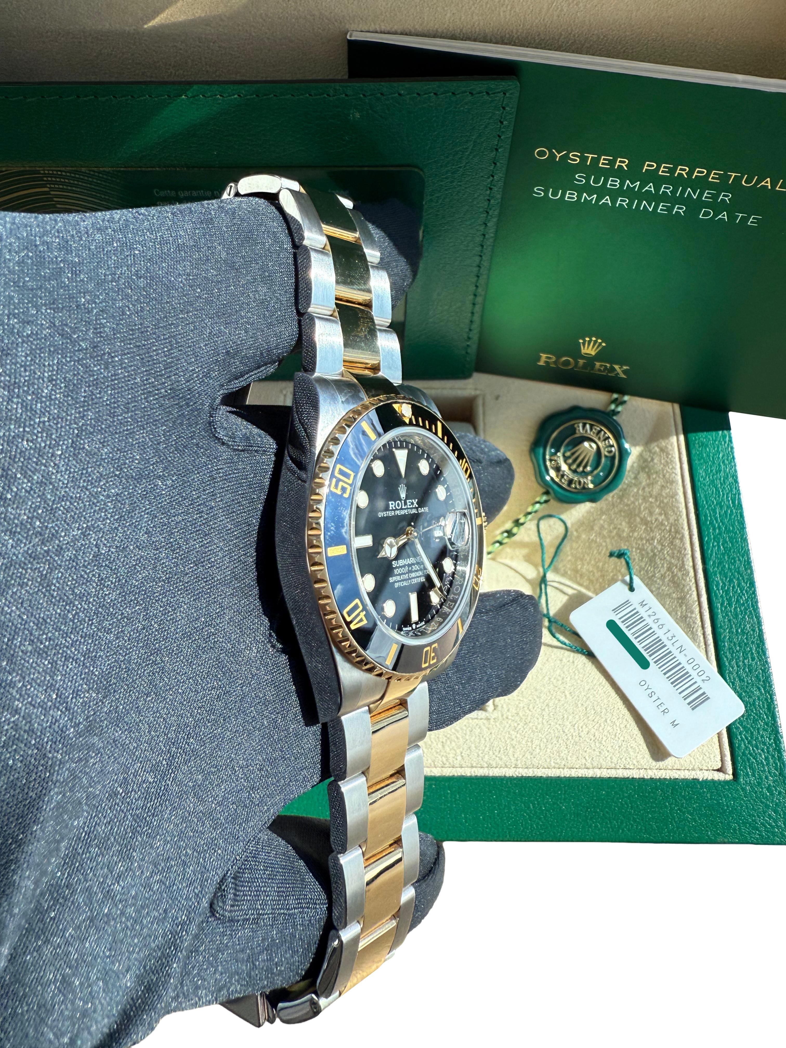 Rolex Submariner Date 41mm Zwei-Ton 18K Gold Stahl Keramik Lünette Uhr 126613LN im Angebot 13