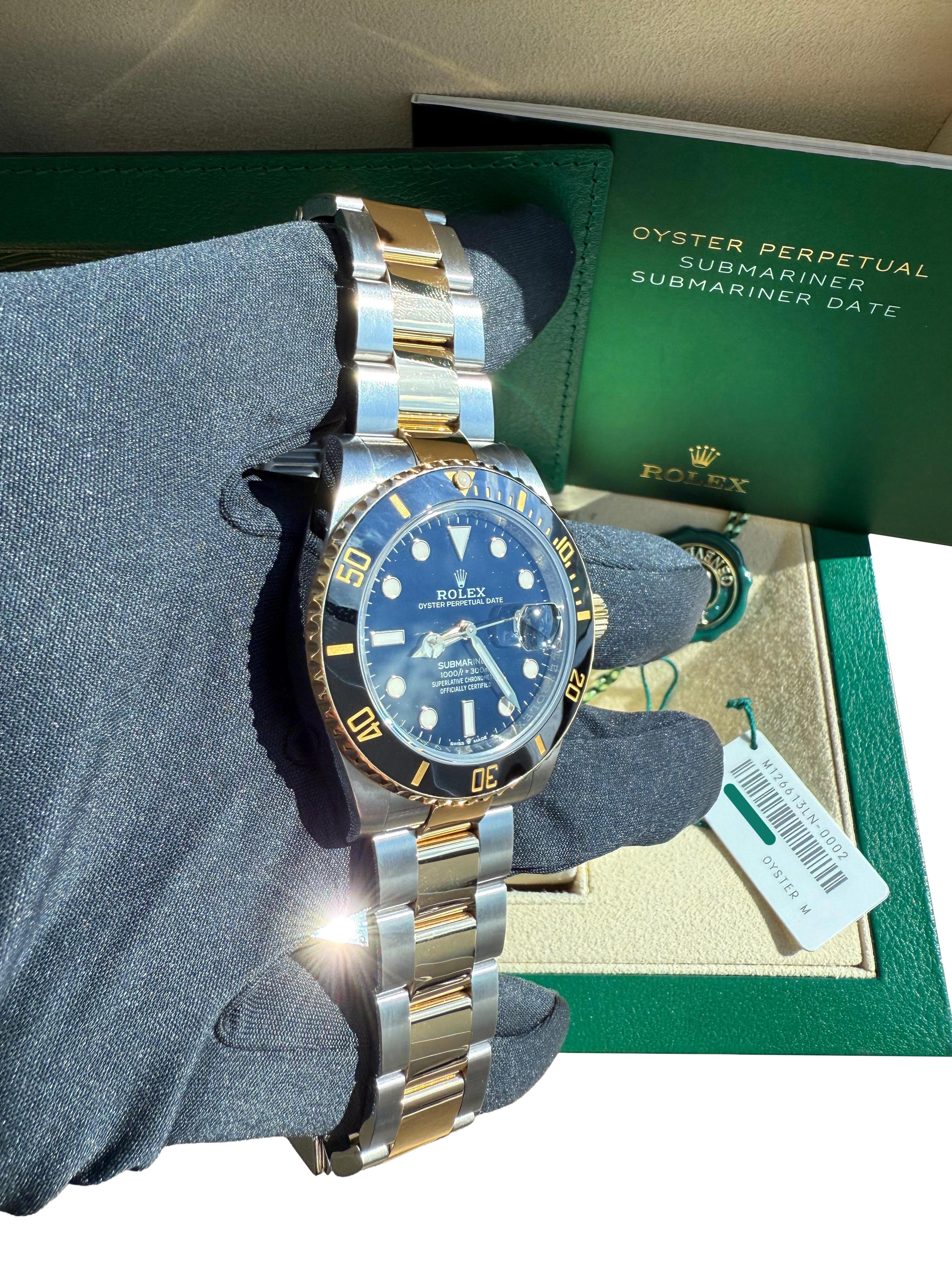 Rolex Submariner Date 41mm Zwei-Ton 18K Gold Stahl Keramik Lünette Uhr 126613LN im Angebot 14