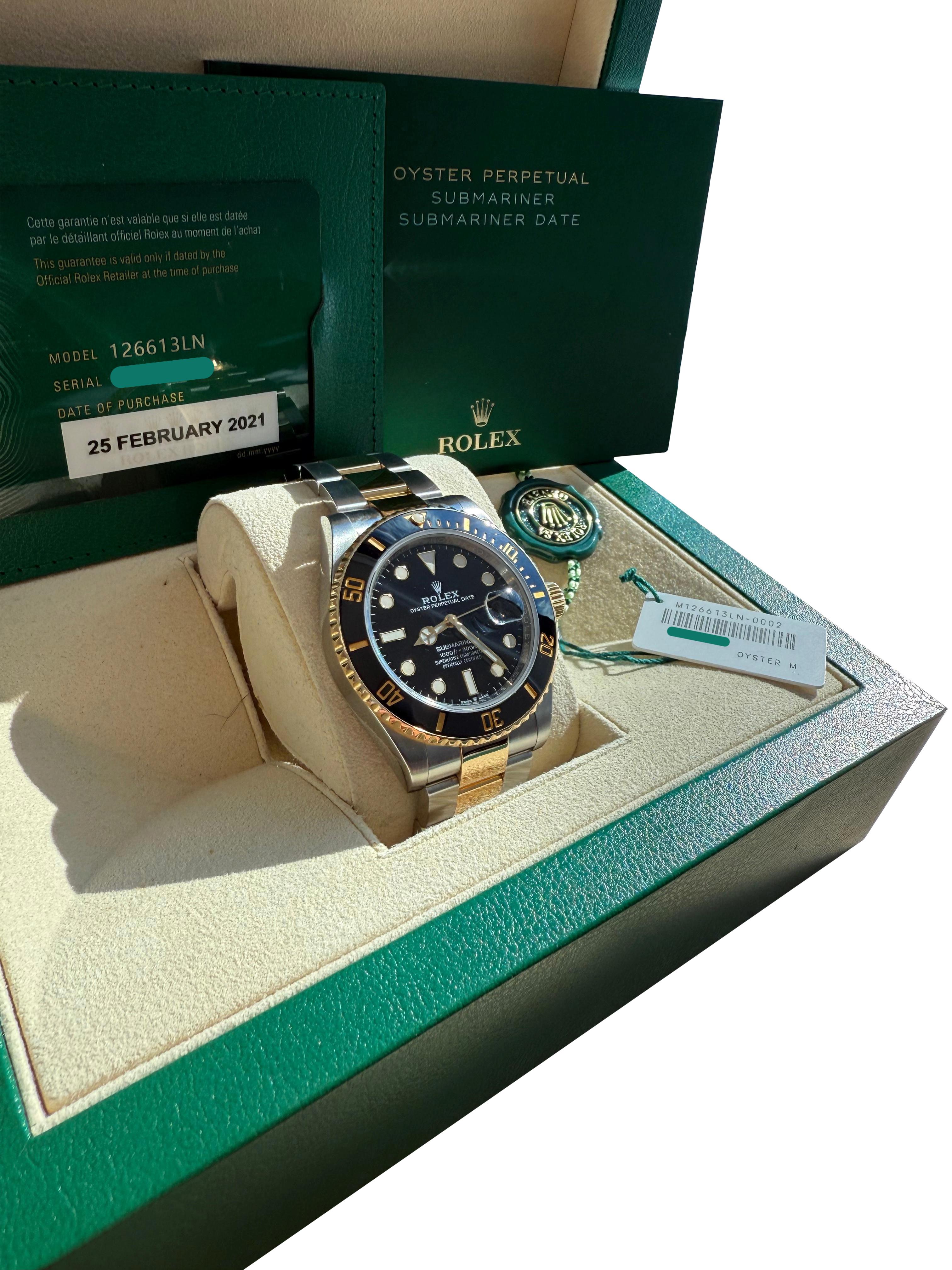 Rolex Submariner Date 41mm Zwei-Ton 18K Gold Stahl Keramik Lünette Uhr 126613LN im Angebot 1
