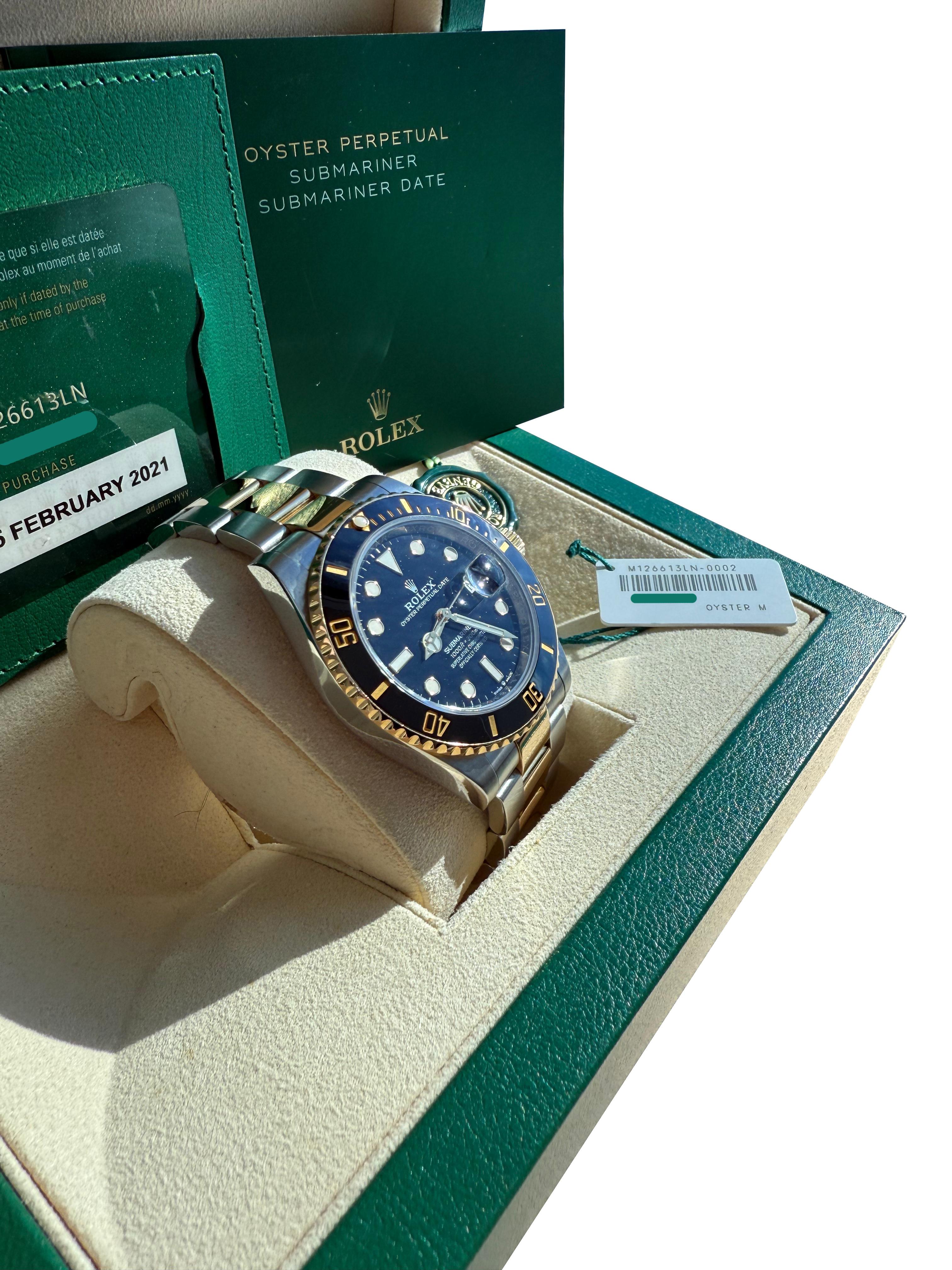 Rolex Submariner Date 41mm Zwei-Ton 18K Gold Stahl Keramik Lünette Uhr 126613LN im Angebot 3