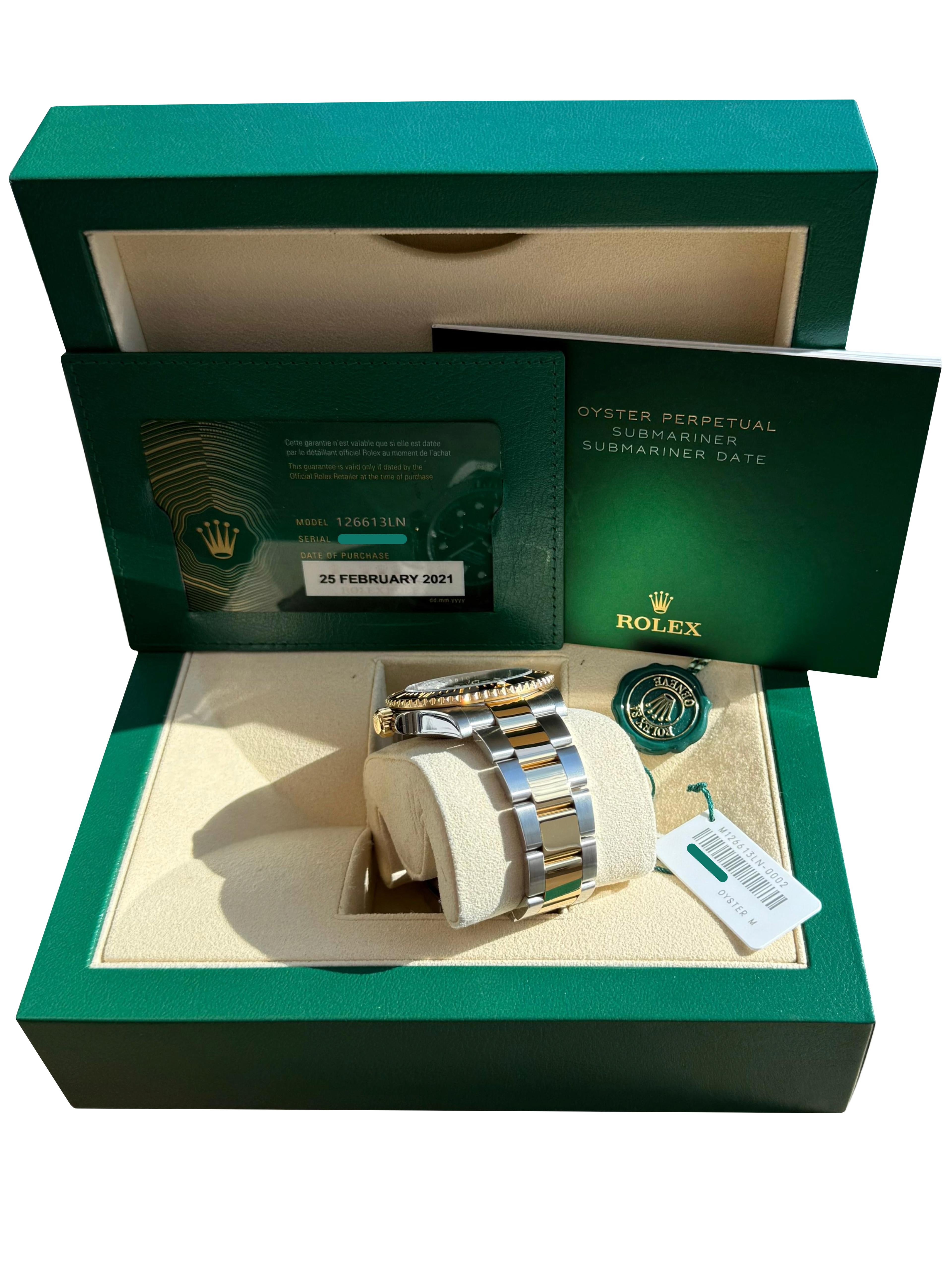 Rolex Submariner Date 41mm Zwei-Ton 18K Gold Stahl Keramik Lünette Uhr 126613LN im Angebot 4