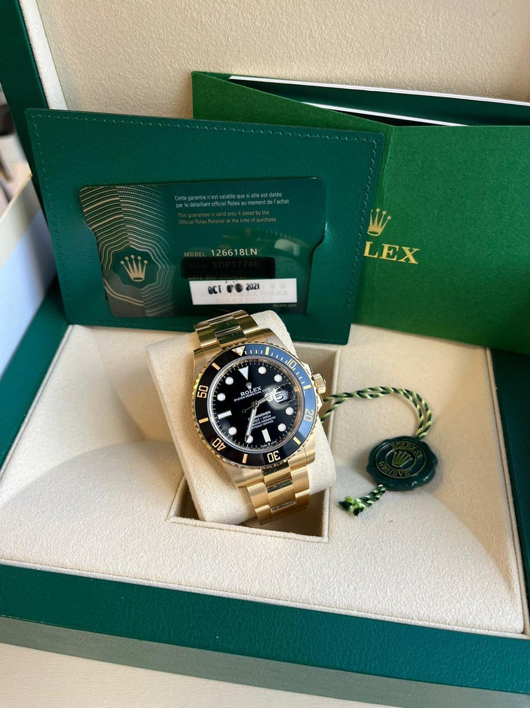 Rolex Submariner Date Yellow Gold Black Dial Men's Oyster Watch 126618LN  For Sale at 1stDibs