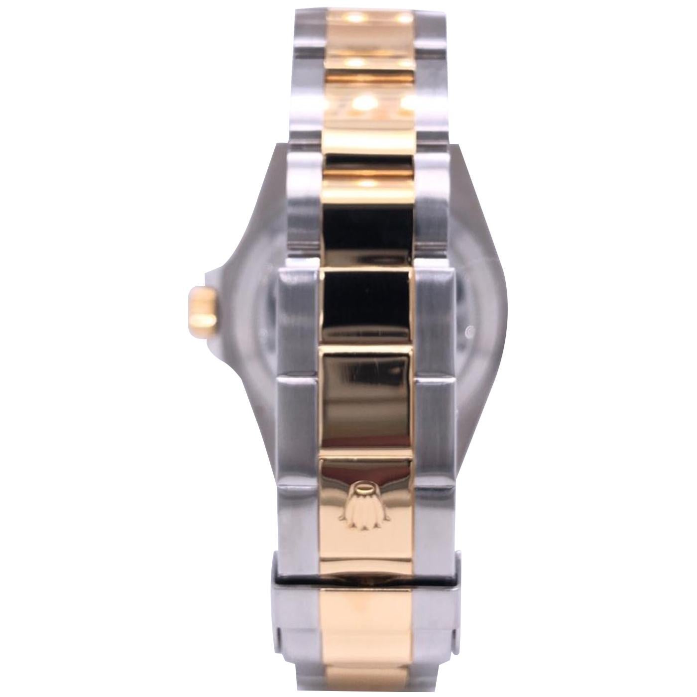 Modernist Rolex Submariner Date Auto Steel Gold Diamonds Mens Oyster Bracelet Watch 16613