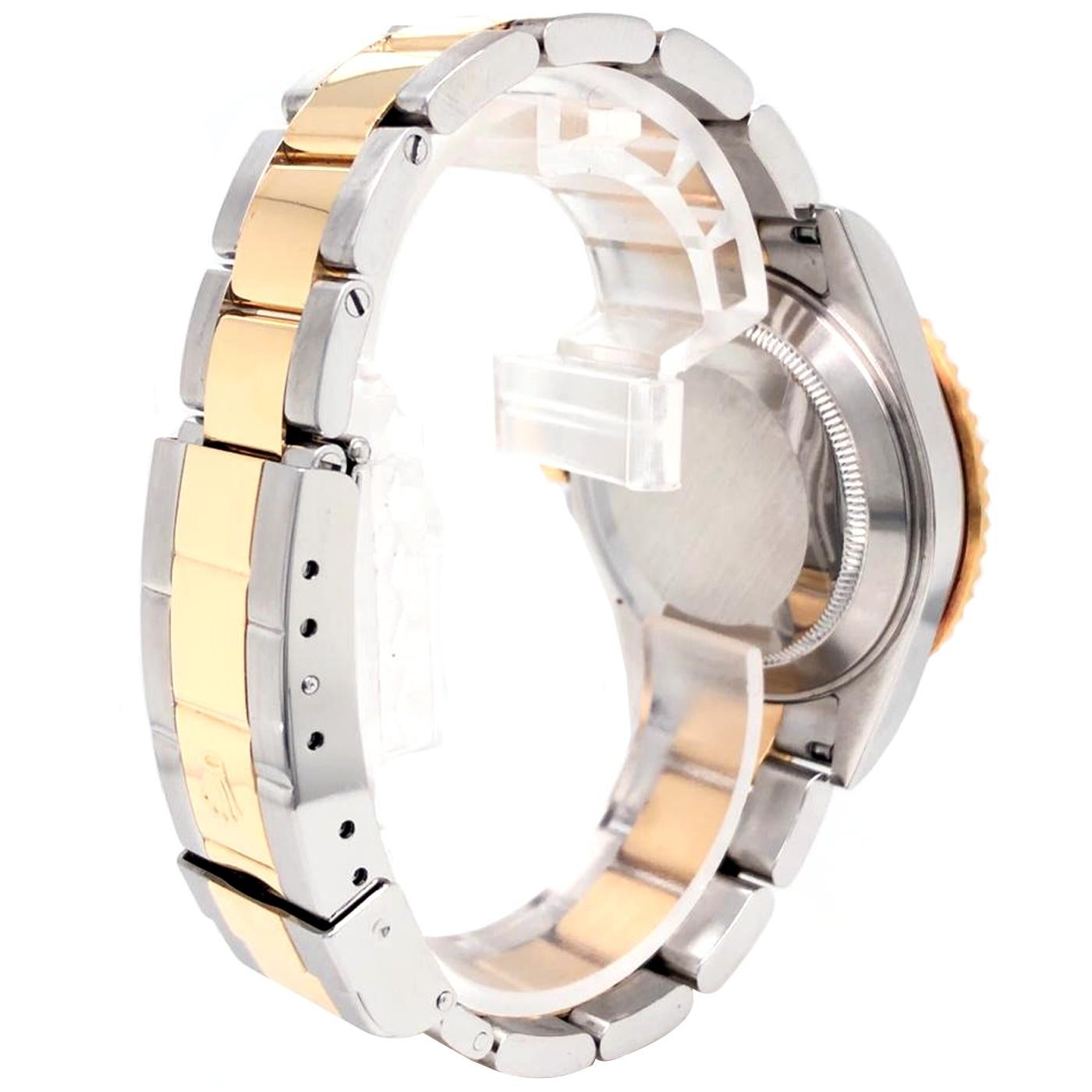Rolex Submariner Date Auto Steel Gold Diamonds Mens Oyster Bracelet Watch 16613 In Excellent Condition In Aventura, FL