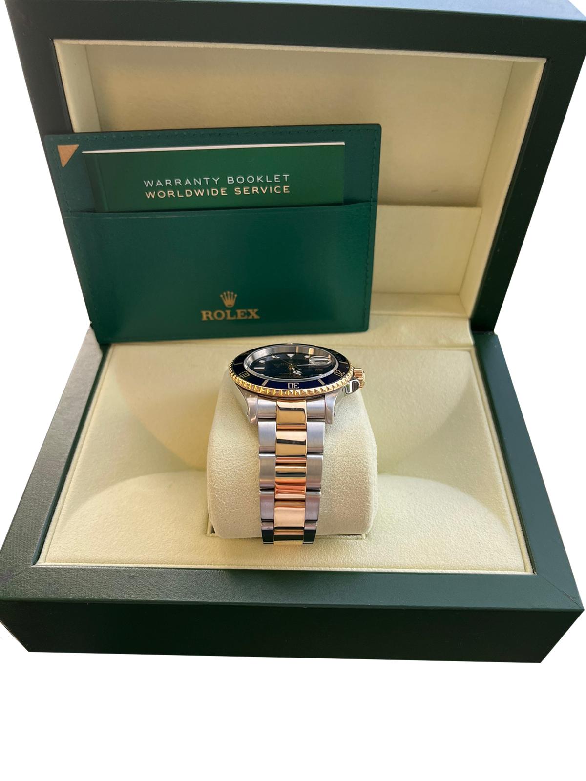 Rolex Submariner Date Automatic 40mm Steel Gold Blue Dial Oyster Watch 16613 For Sale 7