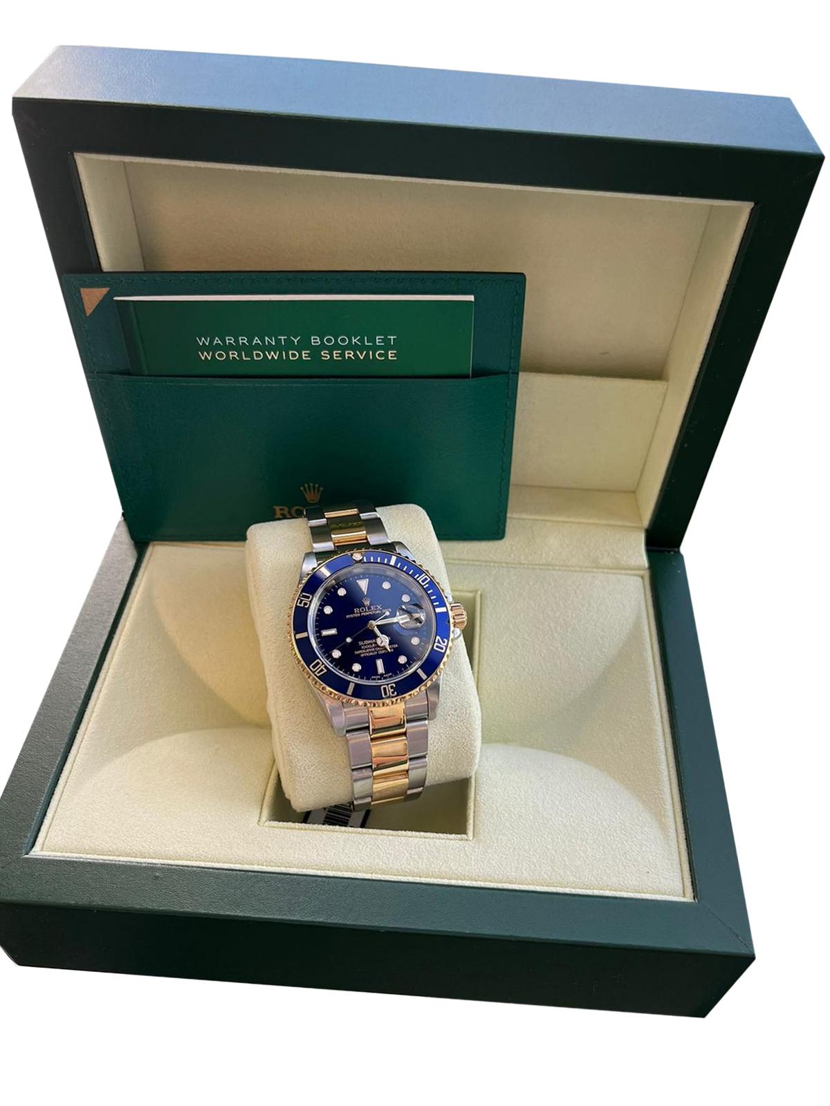 Rolex Submariner Date Automatic 40mm Steel Gold Blue Dial Oyster Watch 16613 For Sale 2
