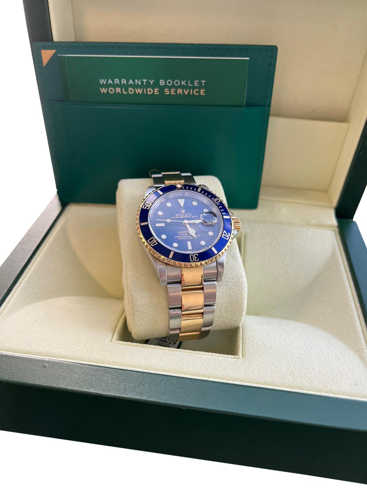 Rolex Submariner Date Automatic 40mm Steel Gold Blue Dial Oyster Watch 16613 For Sale 3