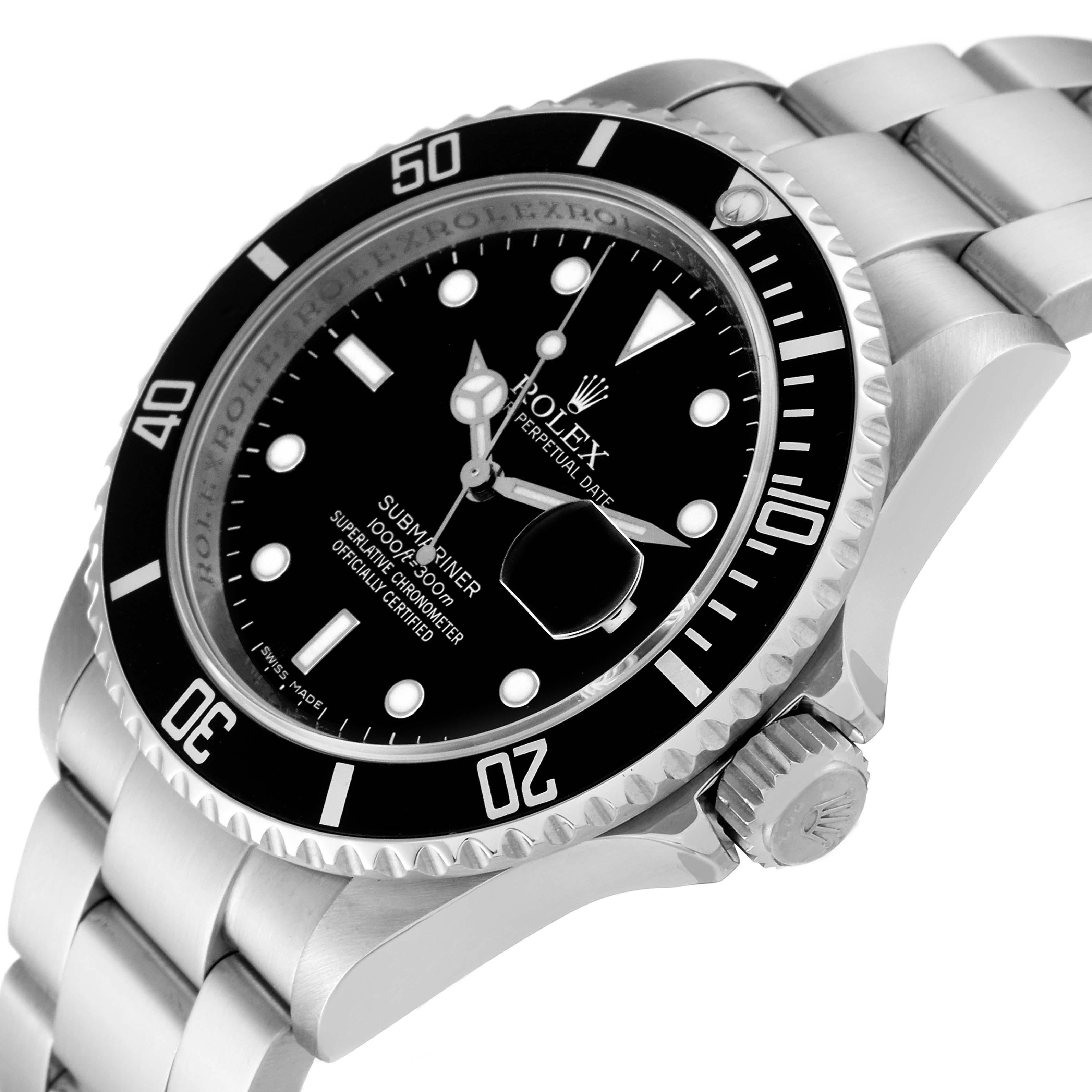 Rolex Submariner Date Black Dial 4 Liner Steel Mens Watch 16610 Box Card 1