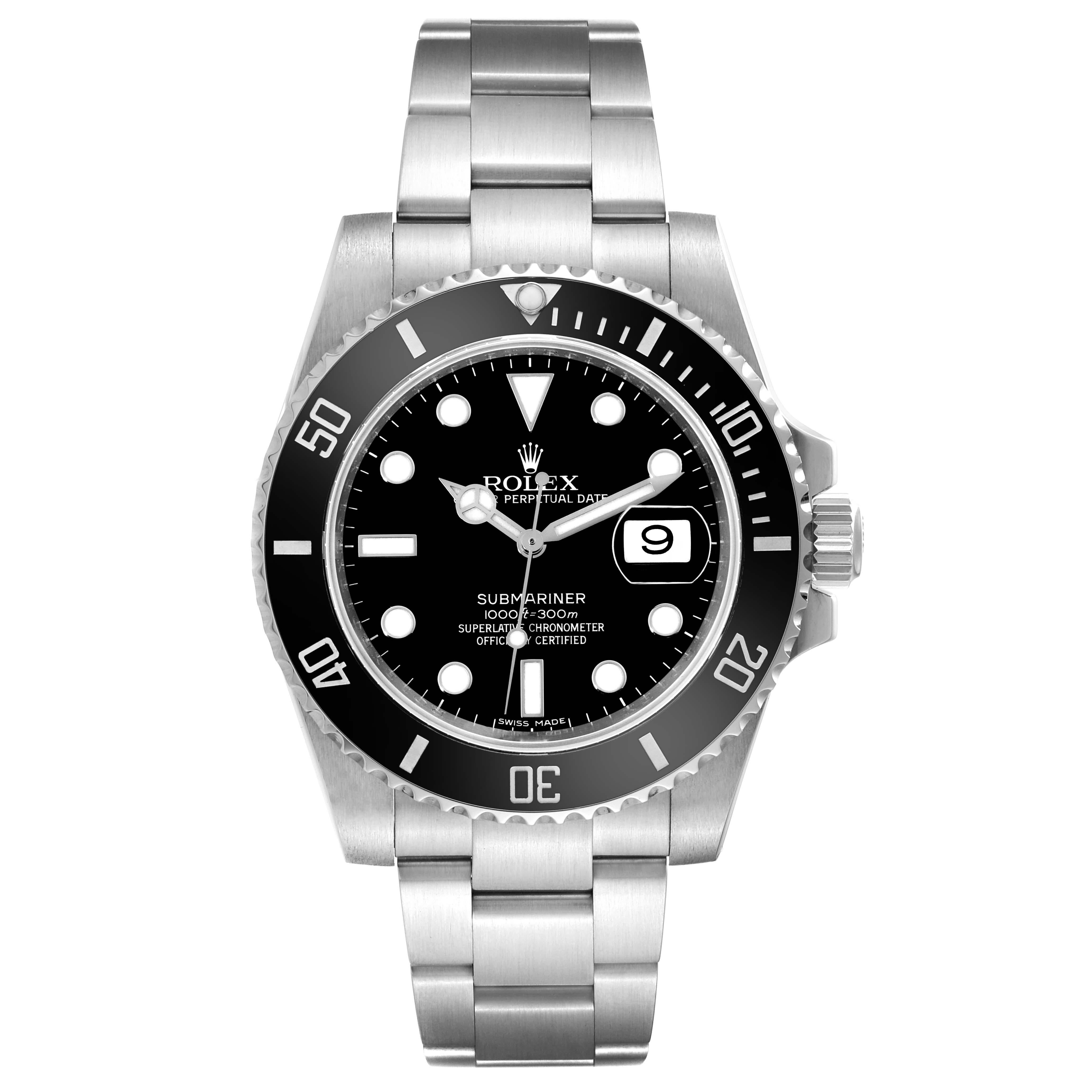 Men's Rolex Submariner Date Black Dial Steel Mens Watch 116610 Box Card