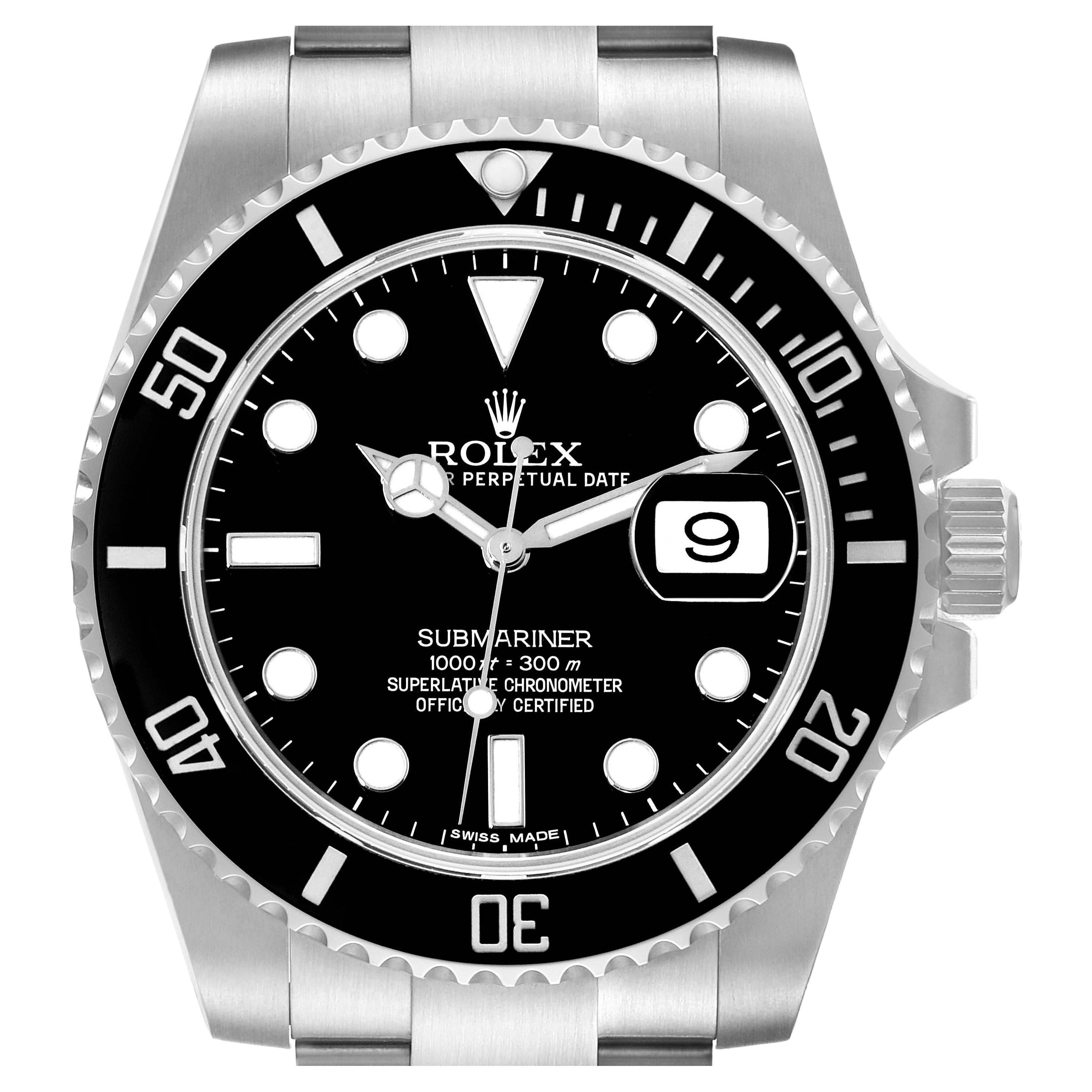 Rolex Submariner Date Black Dial Steel Mens Watch 116610 Box Card