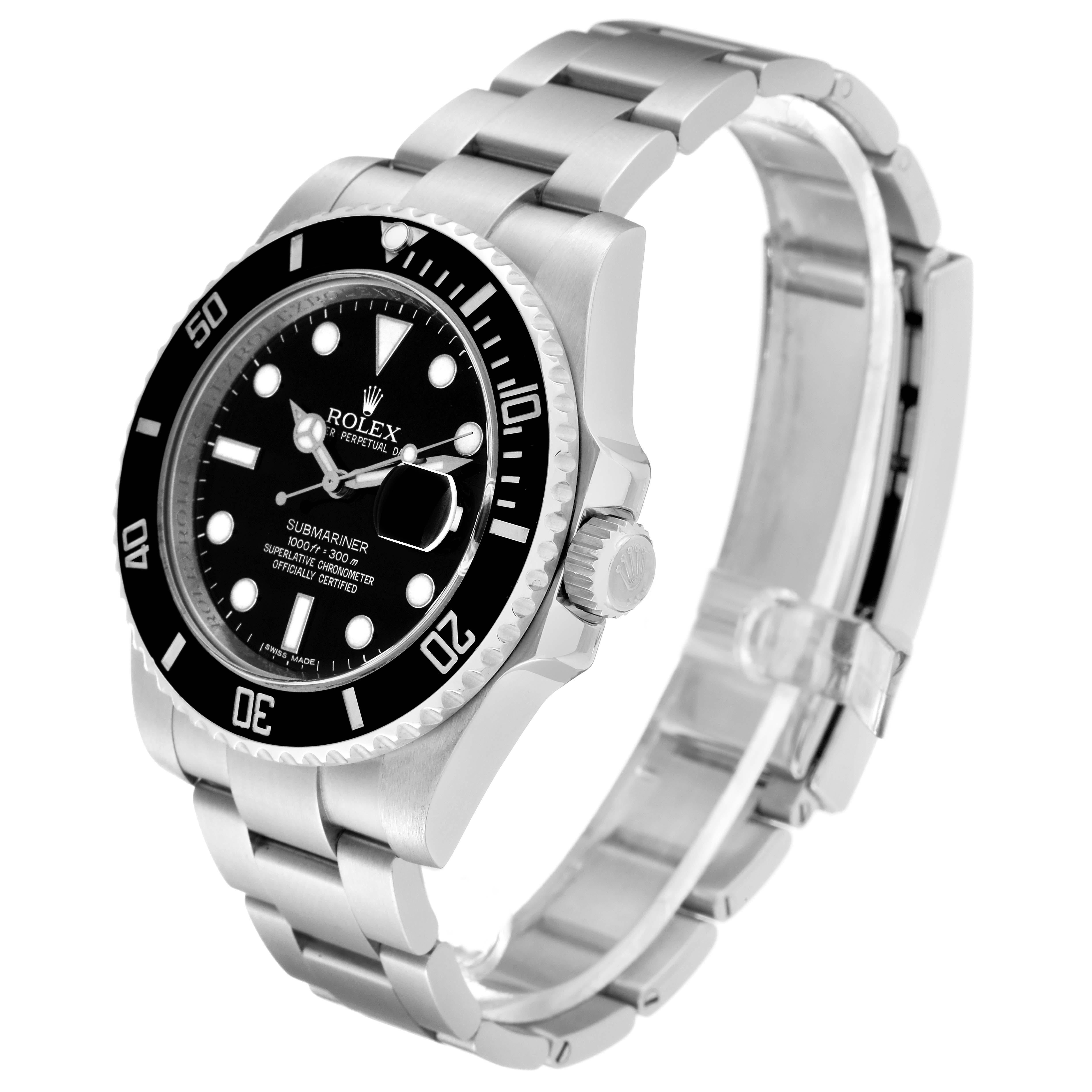 De los hombres Rolex Submariner Date Esfera Negra Acero Reloj Caballero 116610