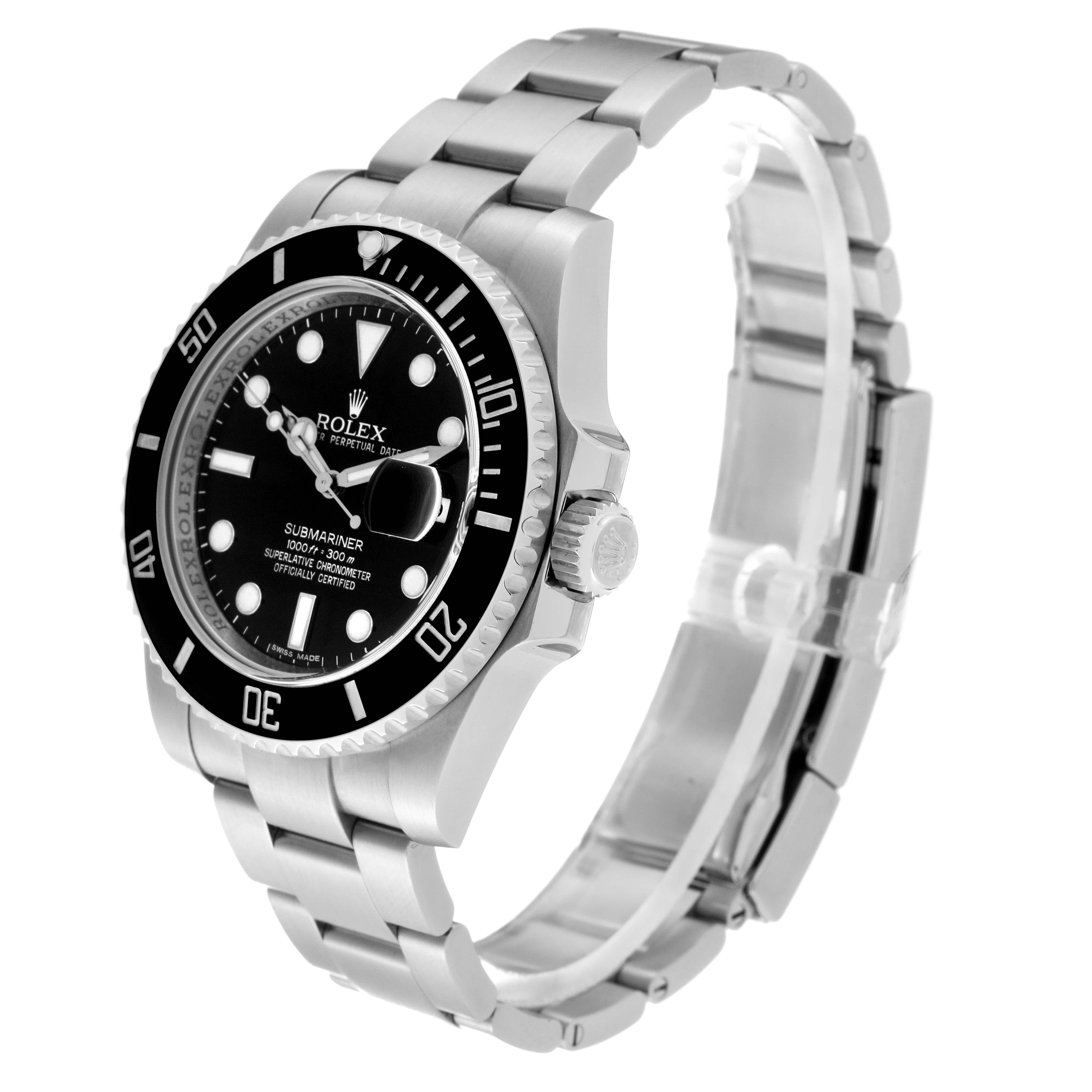 Rolex Montre Submariner Date en acier avec cadran noir pour hommes 116610 en vente 1