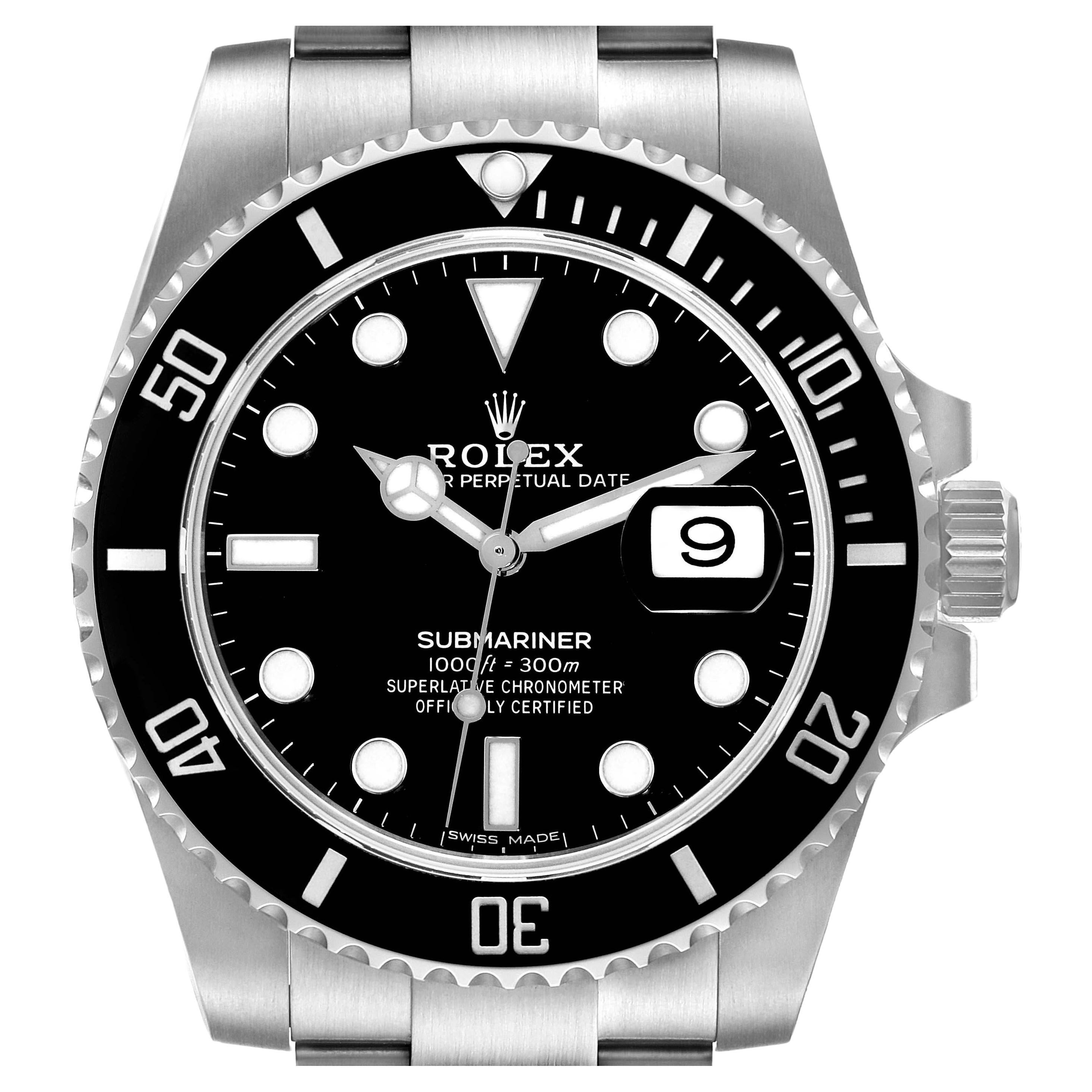 Rolex Montre Submariner Date en acier avec cadran noir pour hommes 116610 en vente