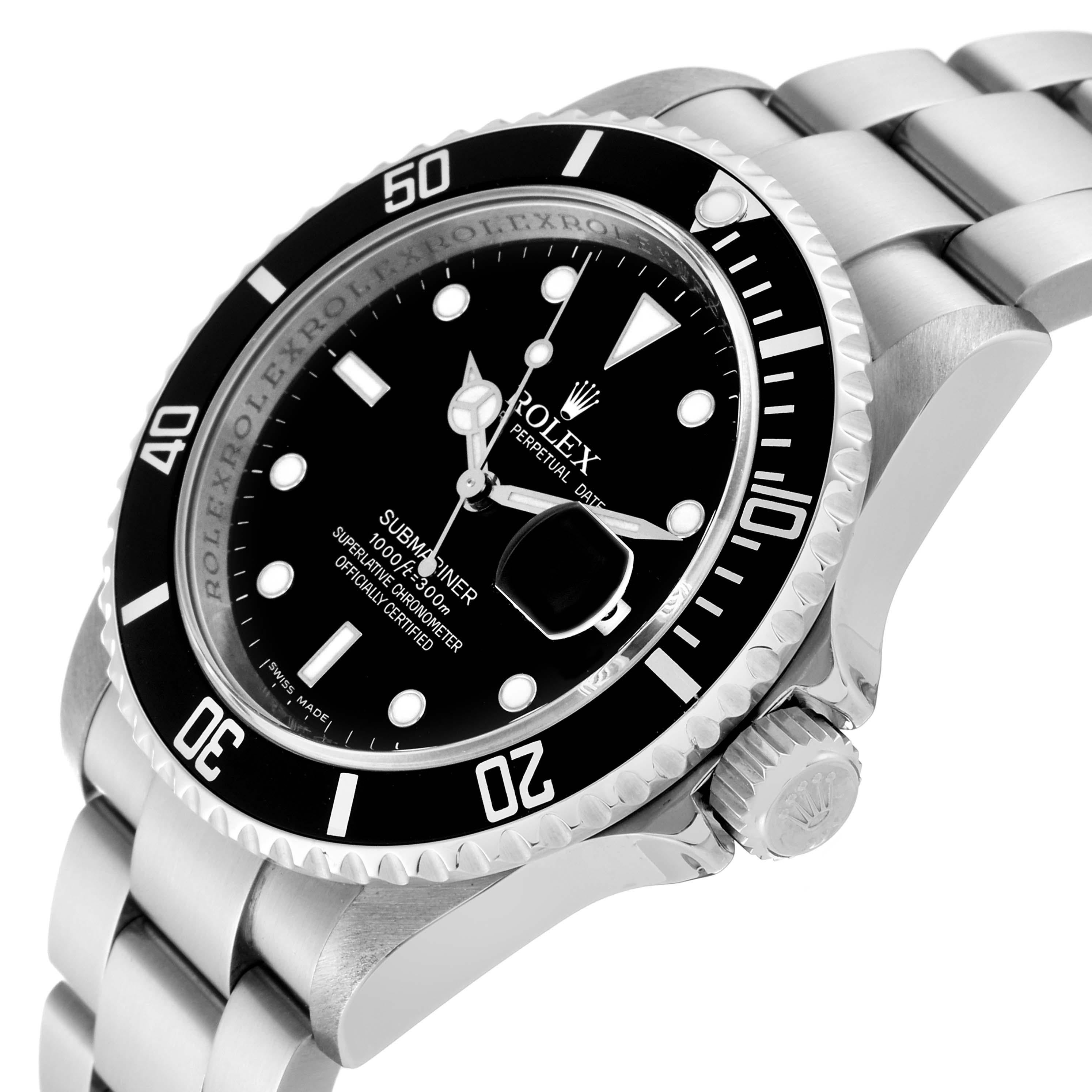 Rolex Submariner Date Black Dial Steel Mens Watch 16610 Box Card 2