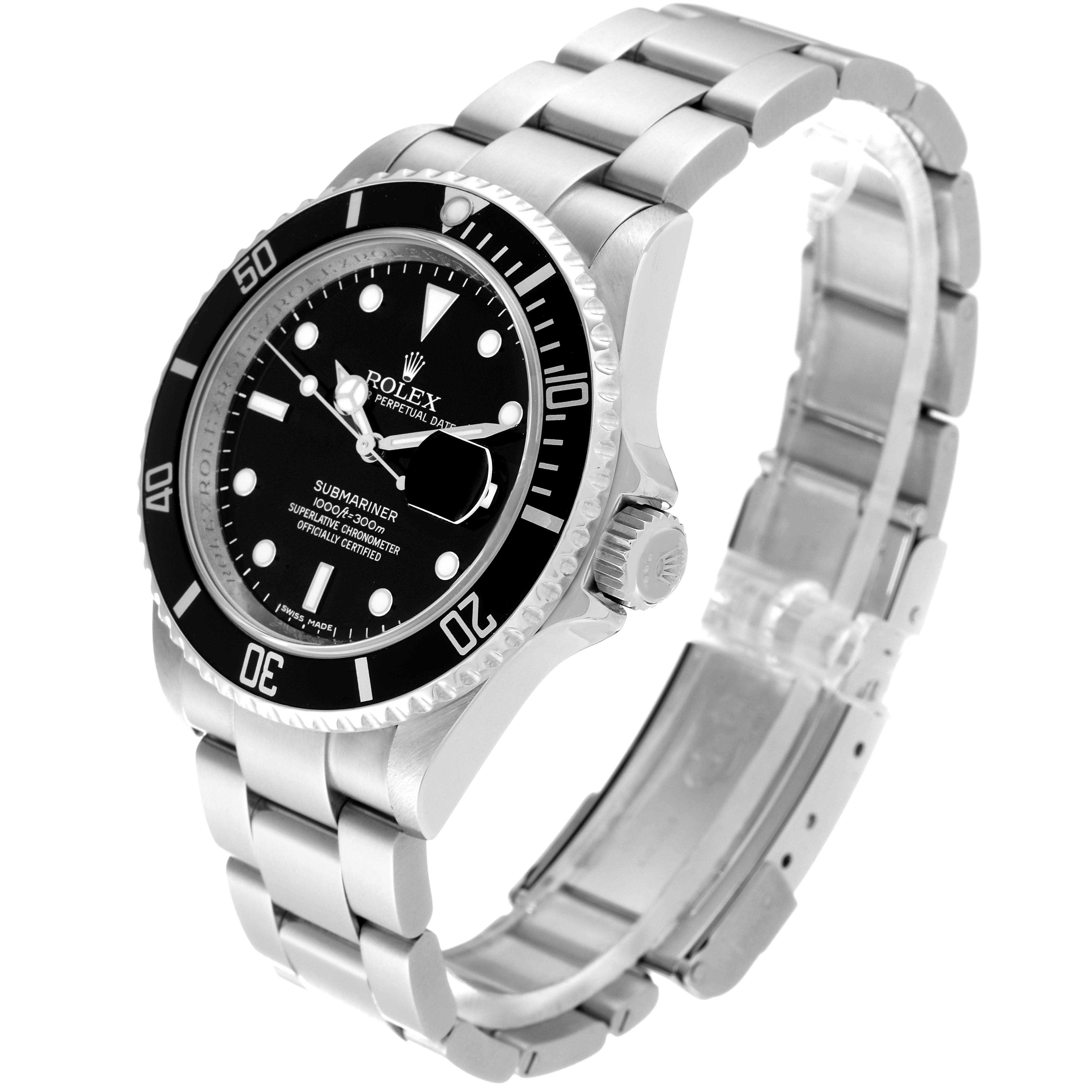 Rolex Submariner Date Black Dial Steel Mens Watch 16610 Box Card 4