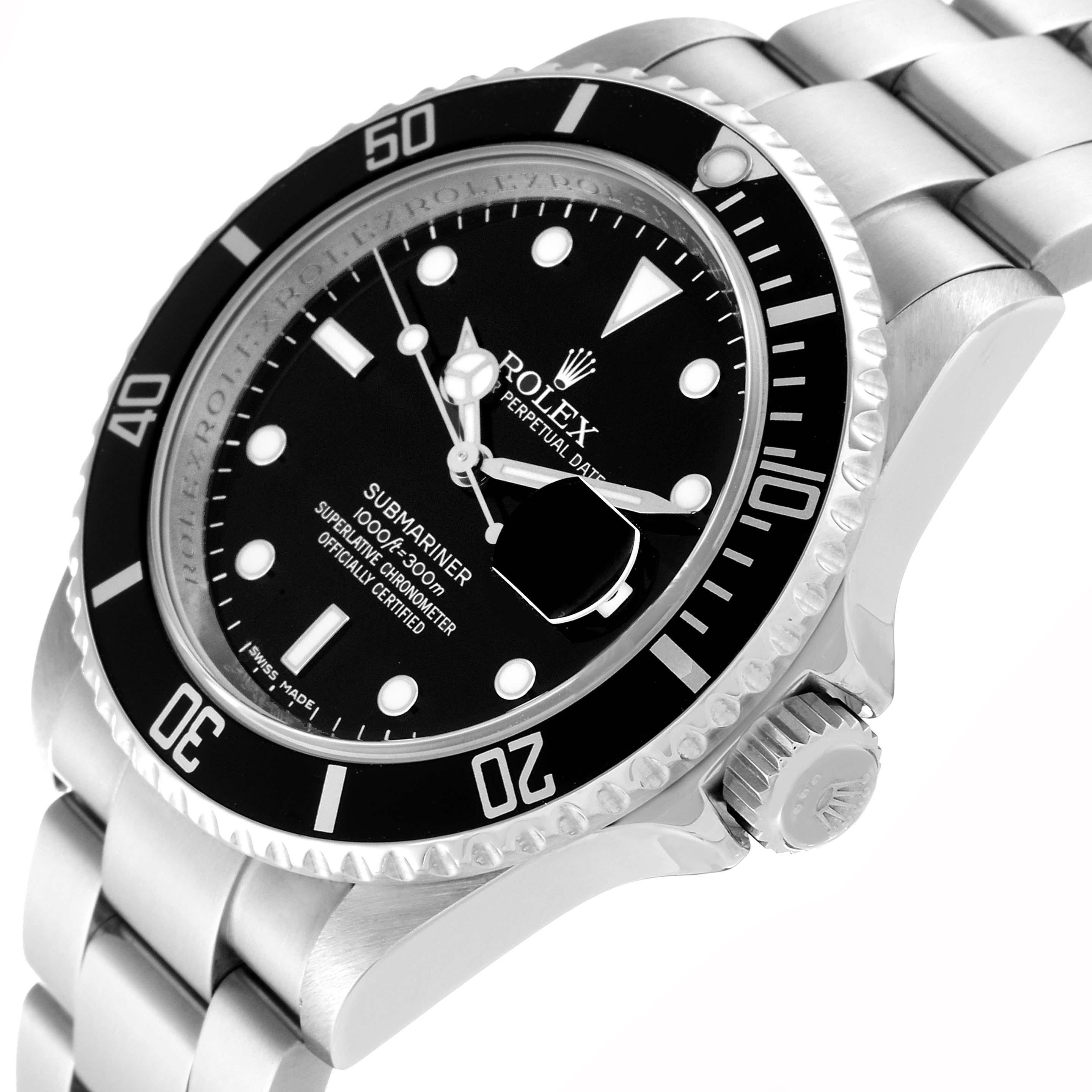 Rolex Submariner Date Black Dial Steel Mens Watch 16610 Box Card 5